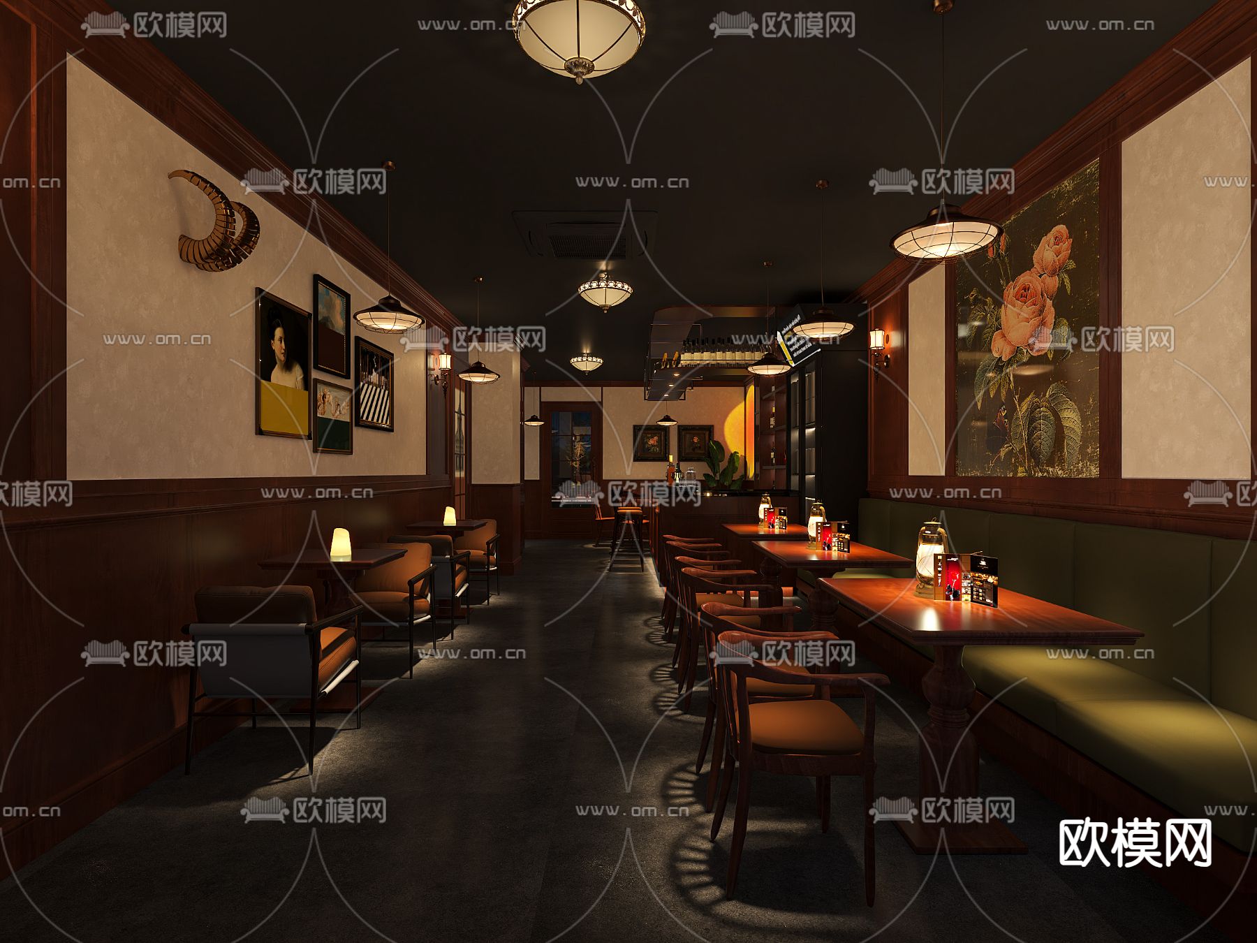 美式清吧 酒吧3d模型下载（渲染图2）