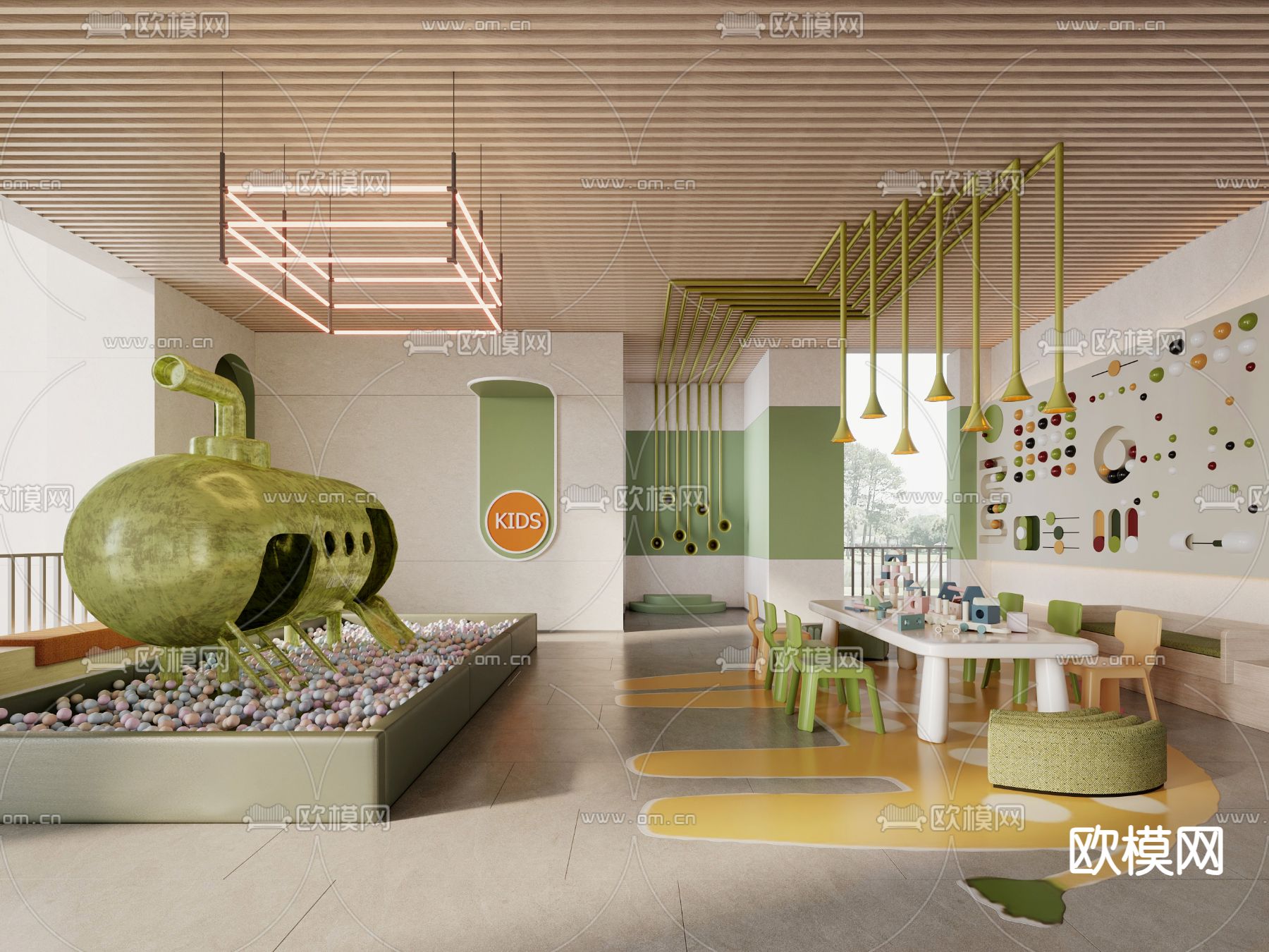 现代儿童乐园 游乐设备3d模型下载