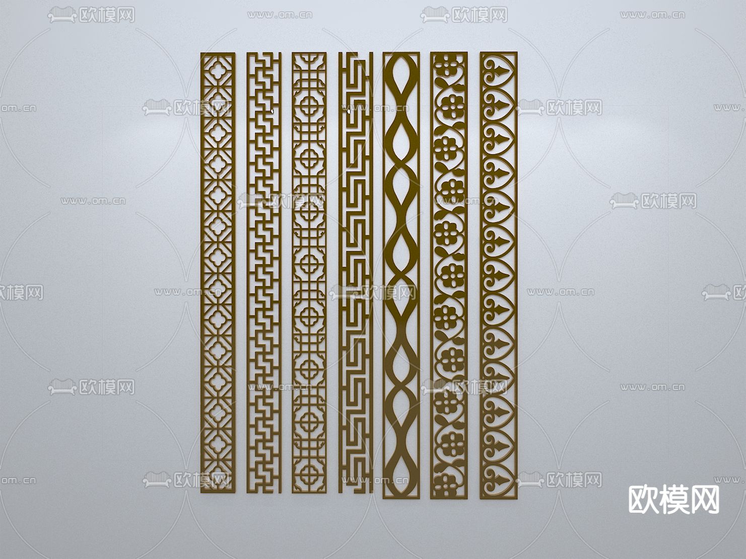 新中式窗花 雕花 角线 檐线3d模型下载
