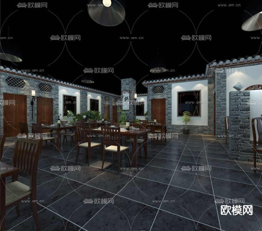 中式茶楼3d模型下载（渲染图4）