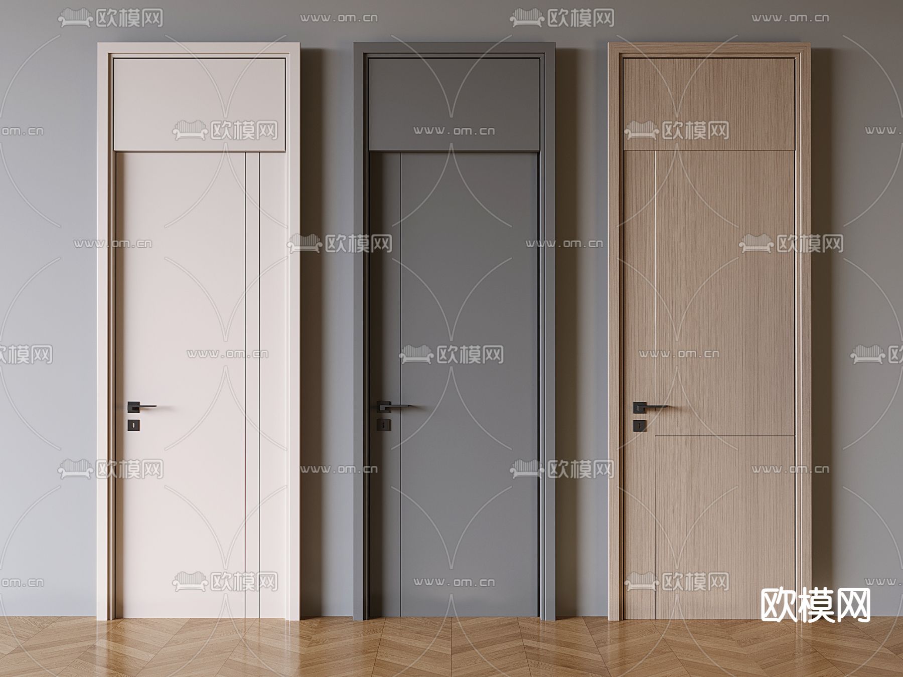 现代通顶门 单开门 平开门3d模型下载
