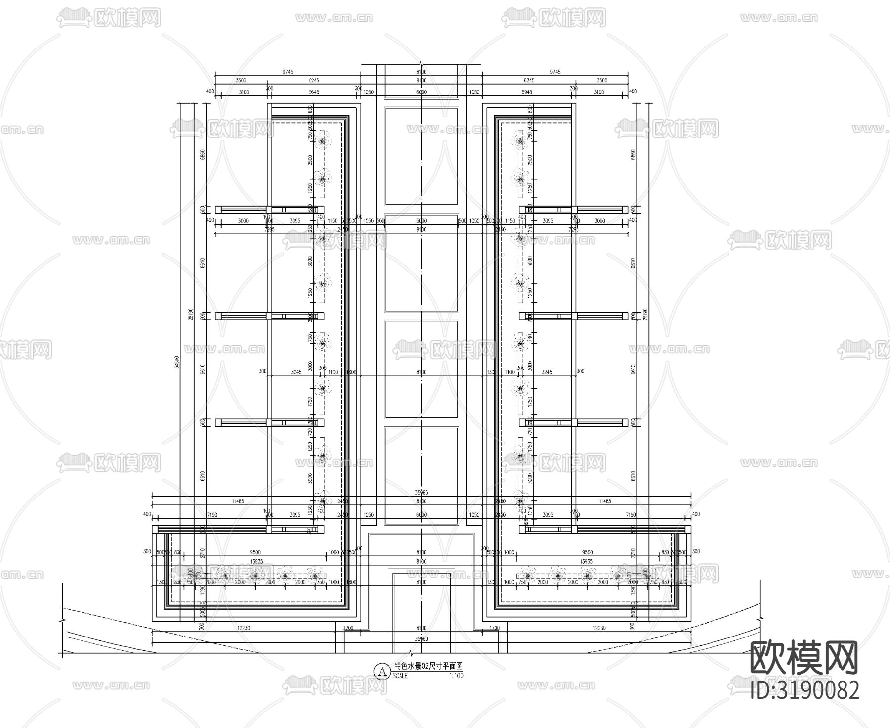 现代对景水景cad大样图下载（渲染图2）