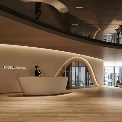  健身中心前台su模型 