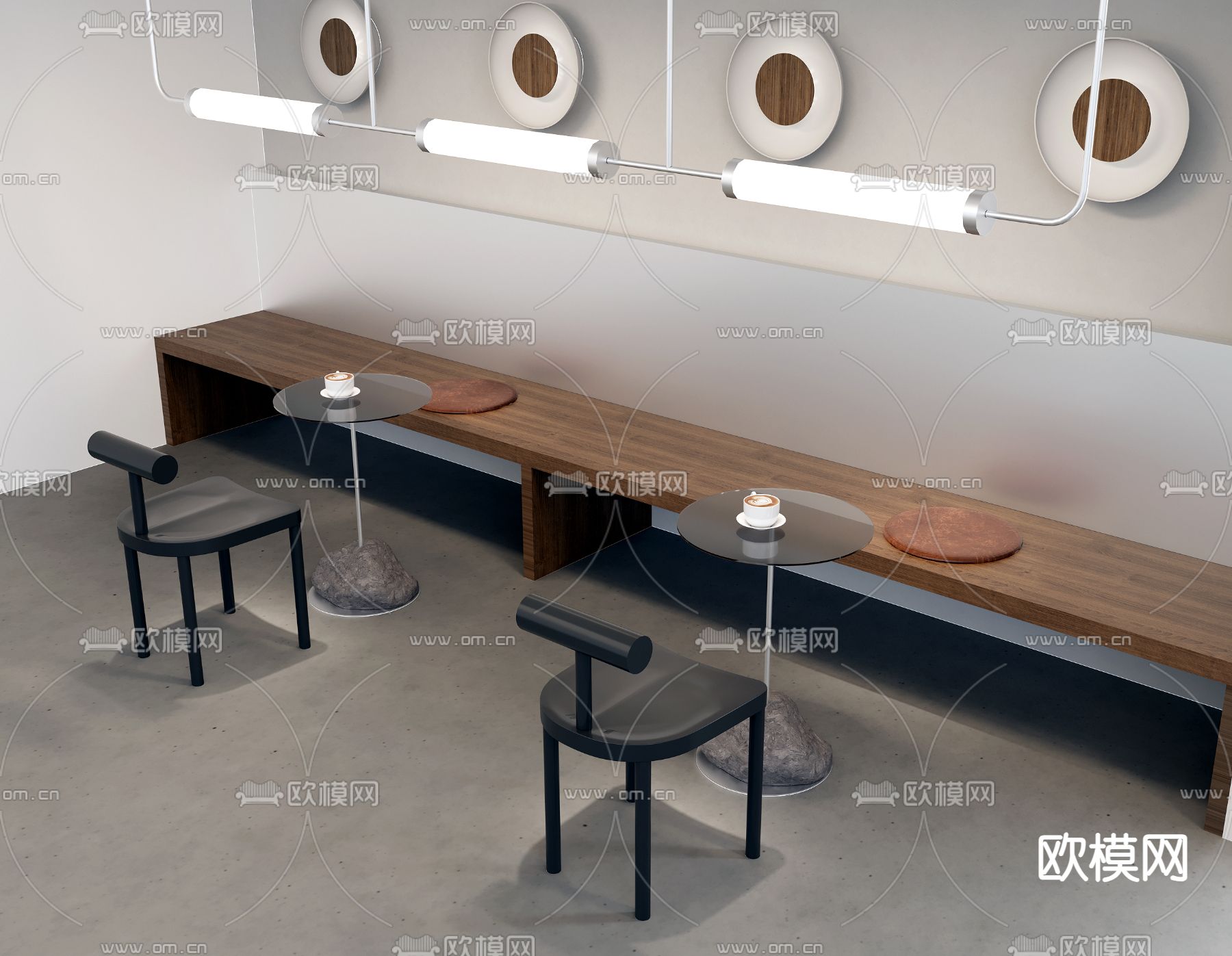 咖啡店卡座沙发 实木卡座3d模型下载