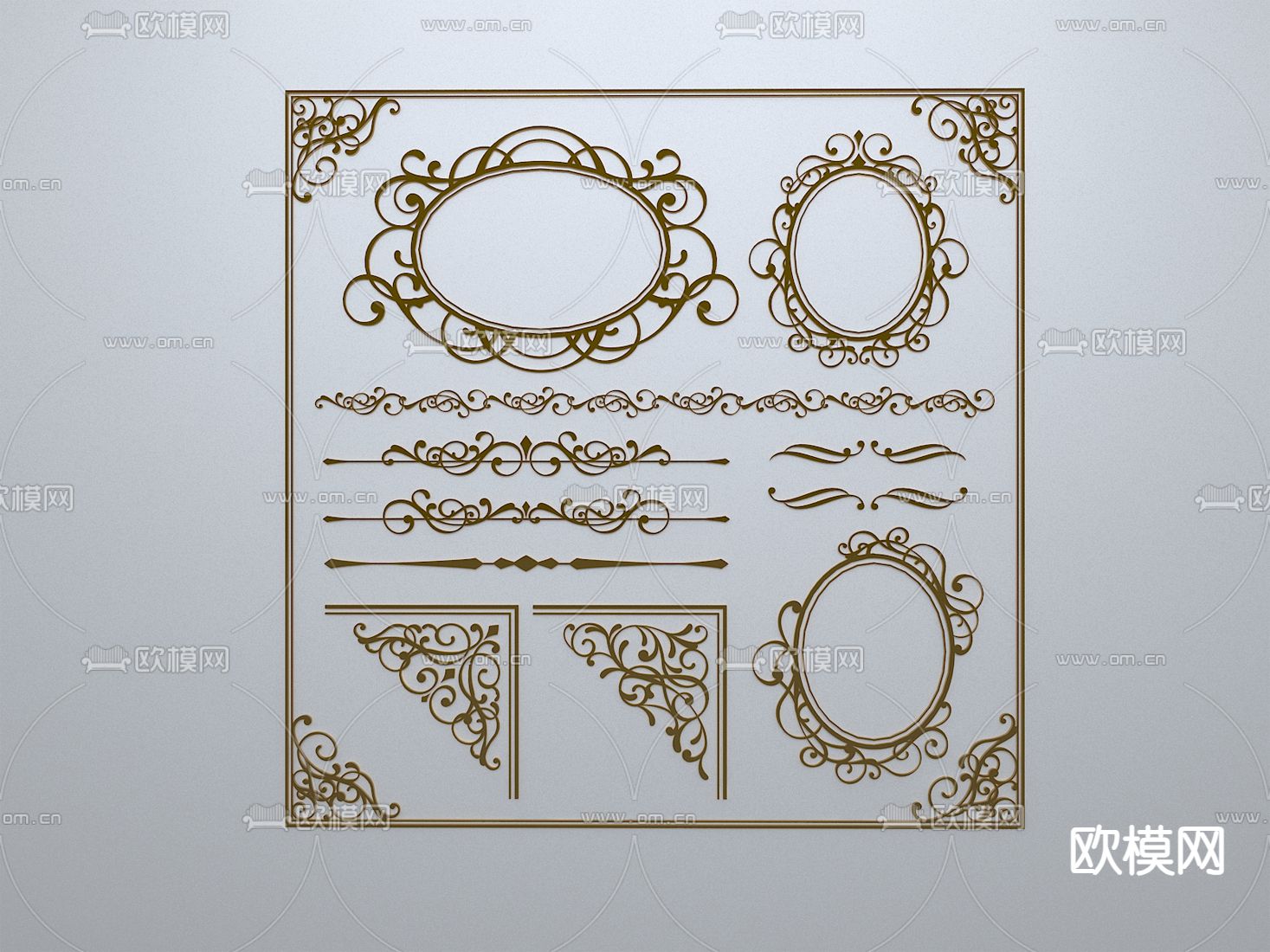 欧式线条 雕花 角线 墙饰3d模型下载