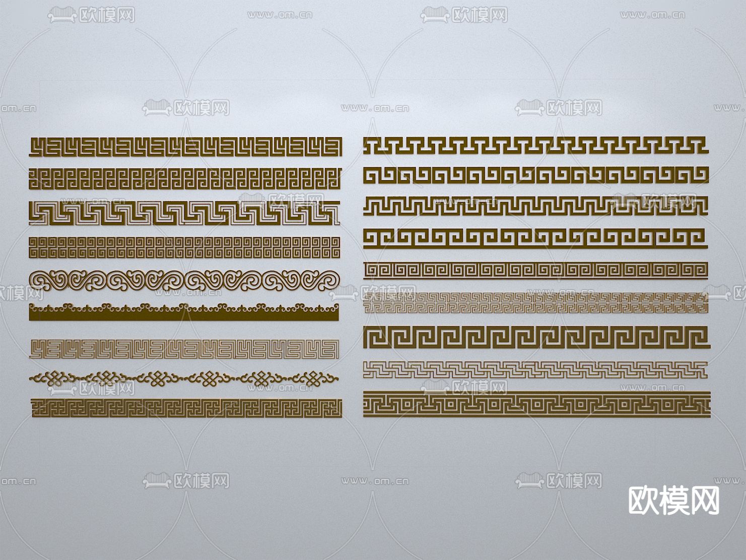 新中式窗格 窗花 腰线 线条3d模型下载