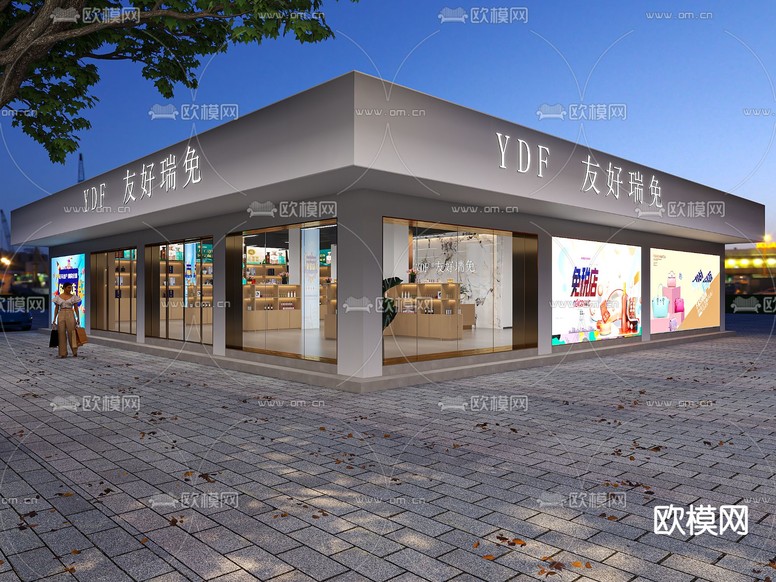 现代免税店门头门面3d模型下载