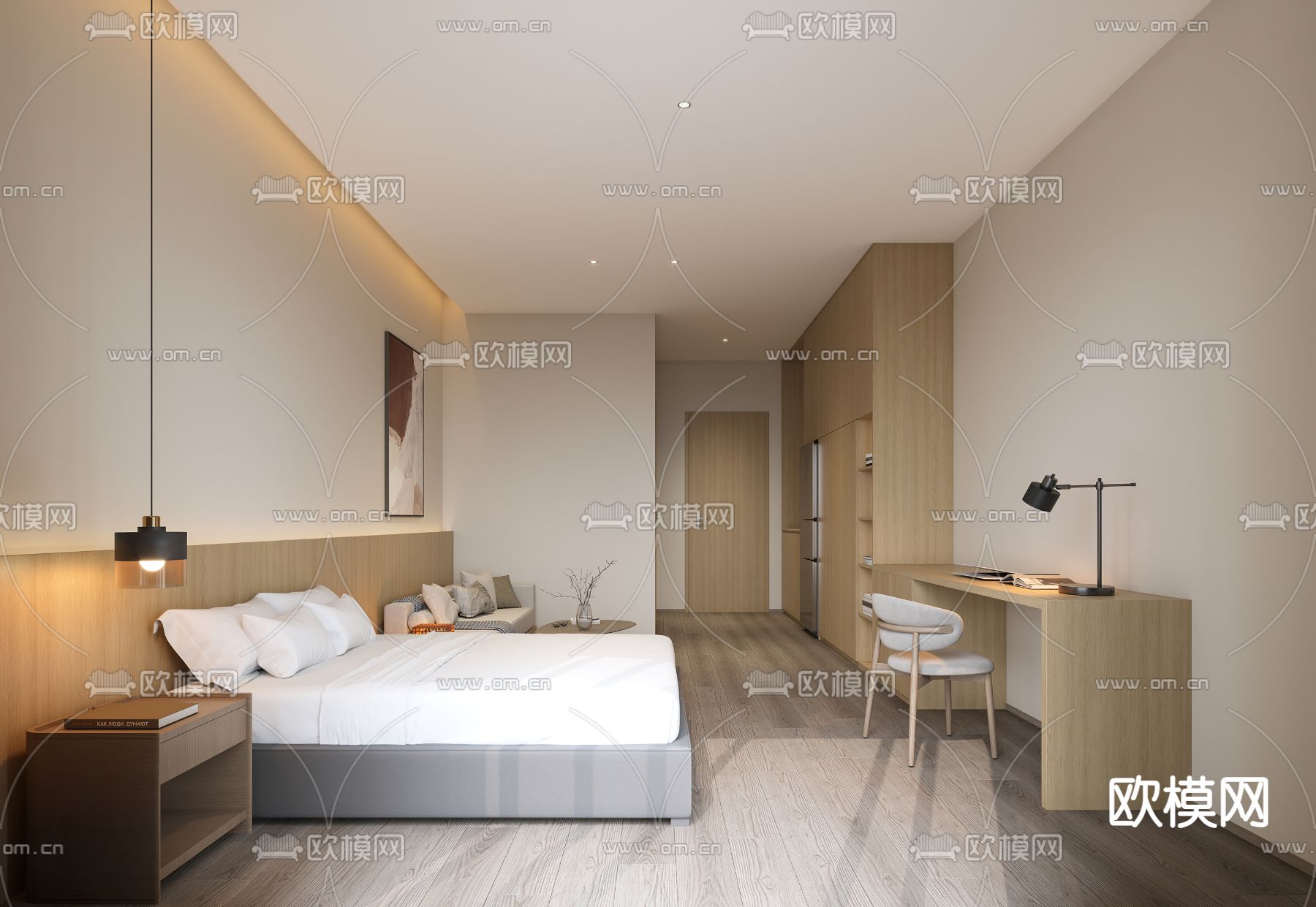 公寓宿舍 酒店客房su模型下载（渲染图1）