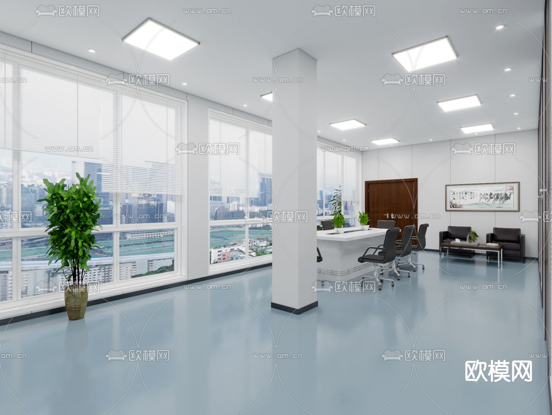 现代监控室 指挥室 控制中心3d模型下载（渲染图4）