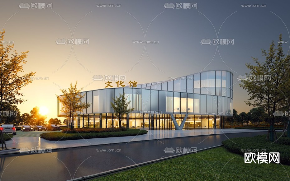 文化馆外观3d模型下载