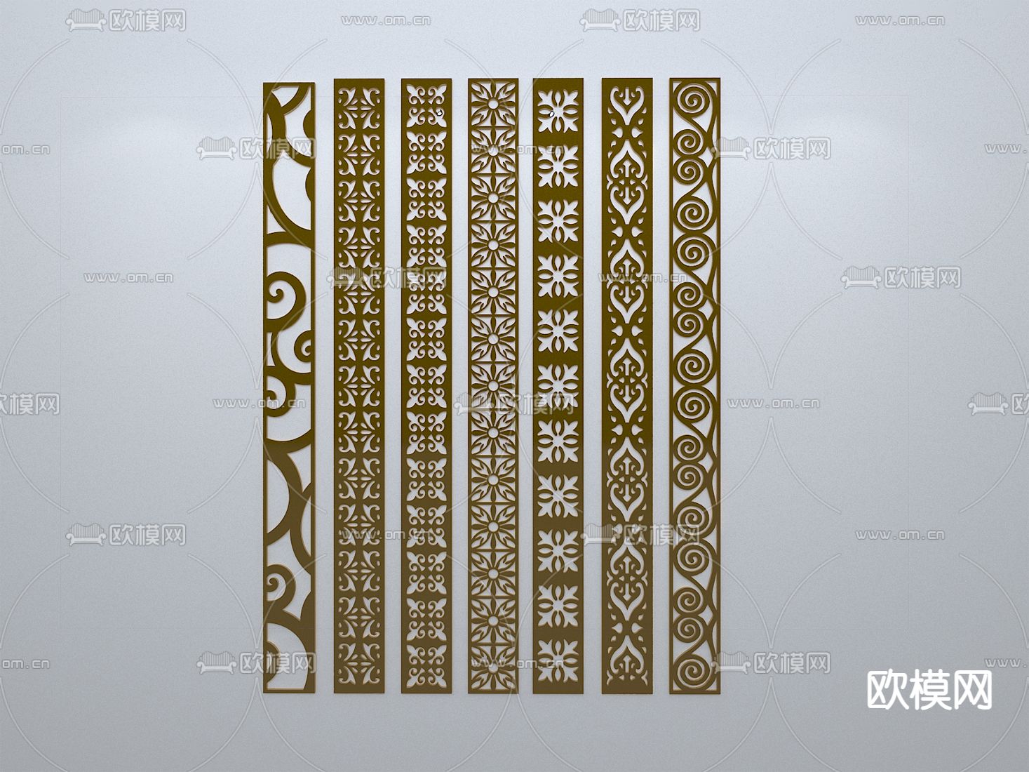 新中式窗花 雕花 角线 檐线3d模型下载