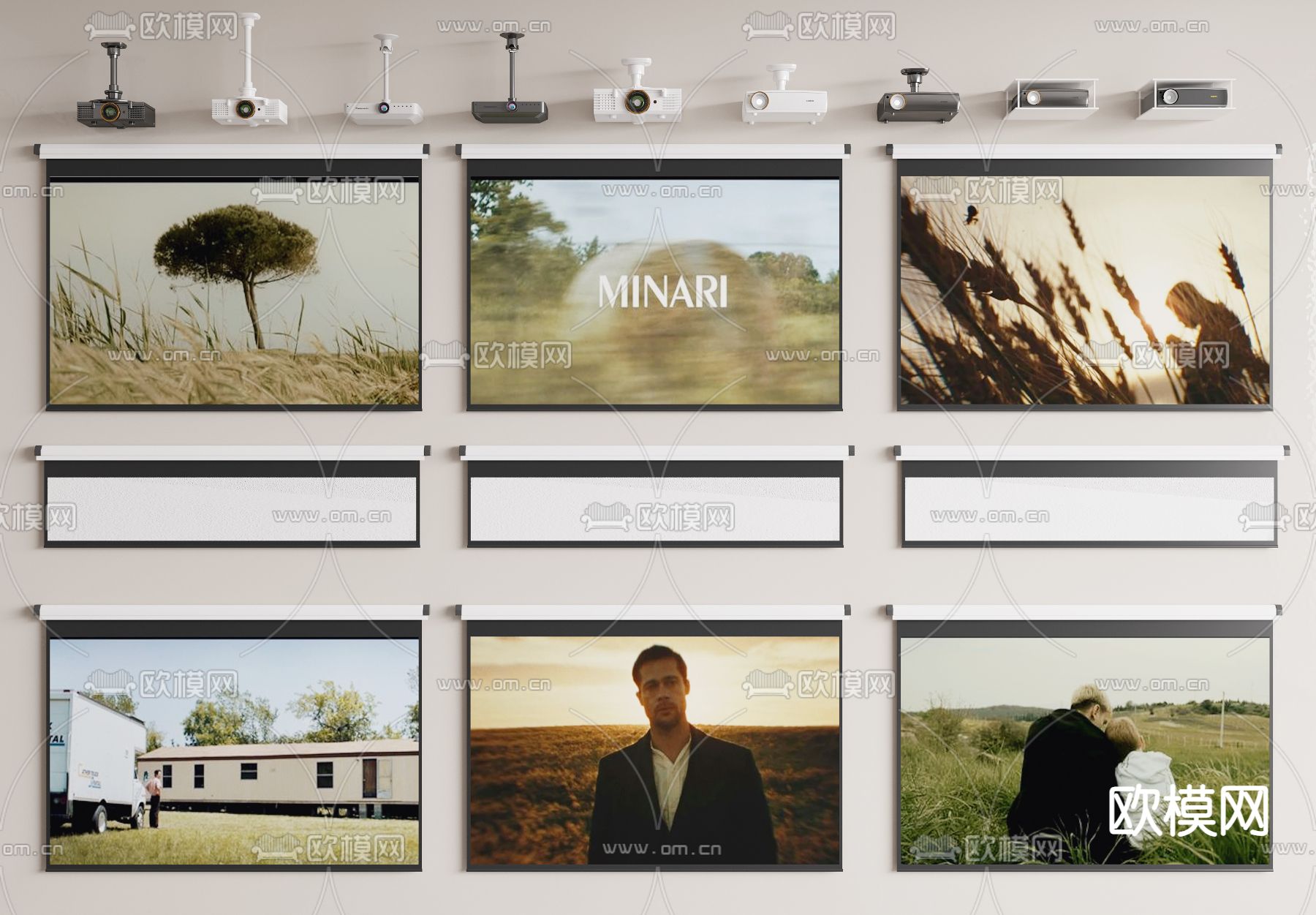 投影仪 投影幕布3d模型下载