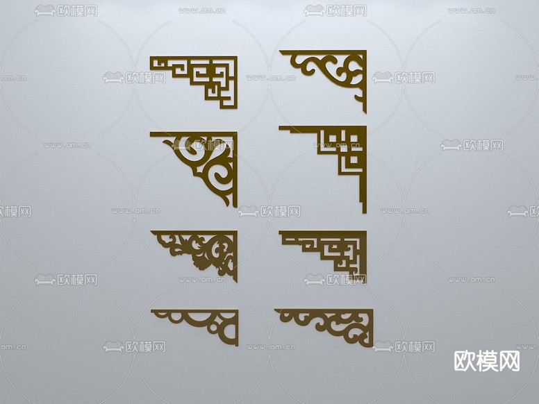 中式线条 角线 装饰线框3d模型下载
