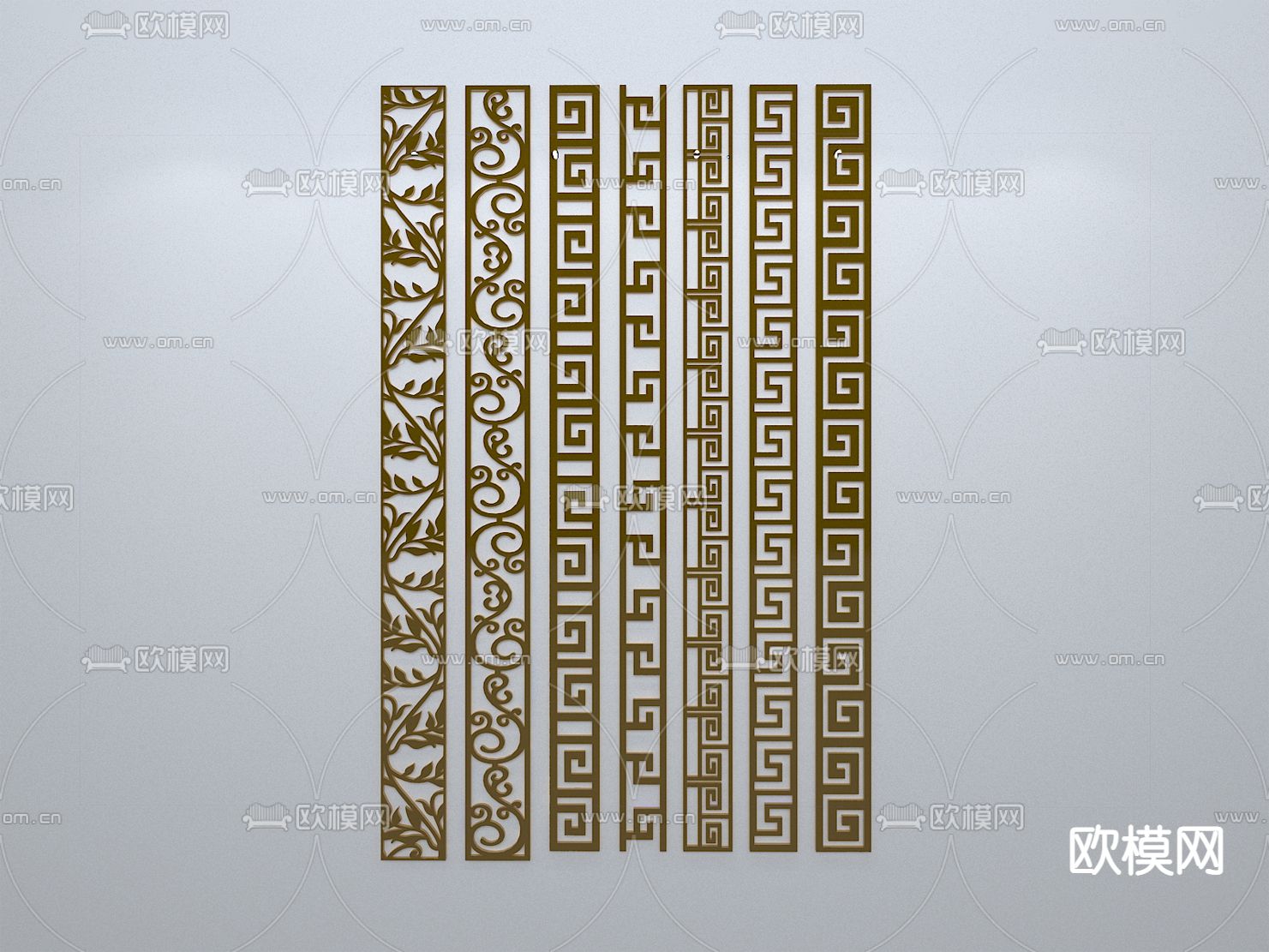 新中式窗花 雕花 角线 檐线3d模型下载