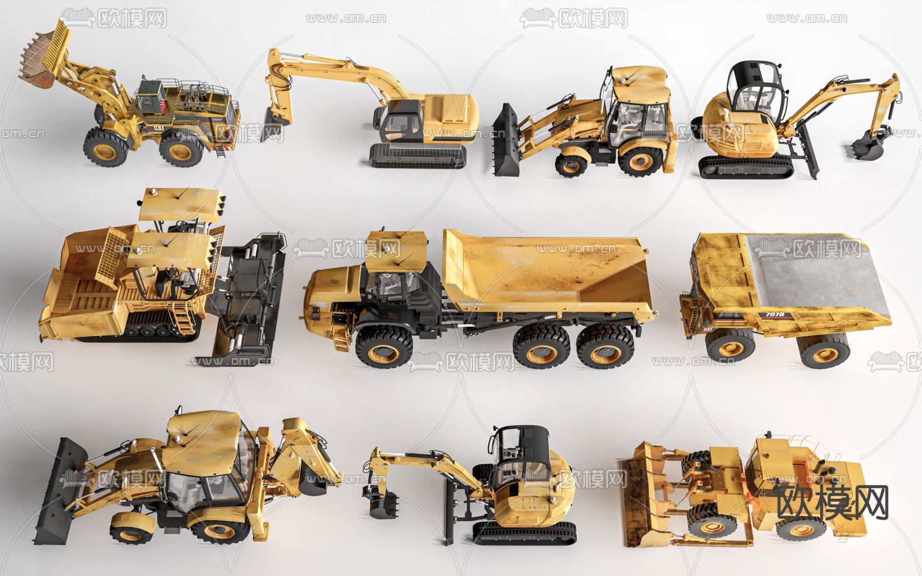 工程机械 工程车 矿山车su模型下载（渲染图2）