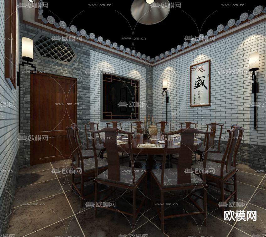 中式茶楼3d模型下载（渲染图5）