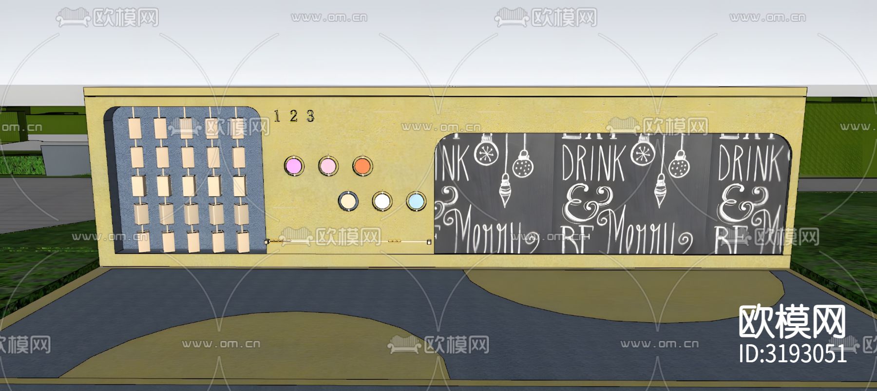 儿童互动景墙详图cad大样图下载（渲染图3）