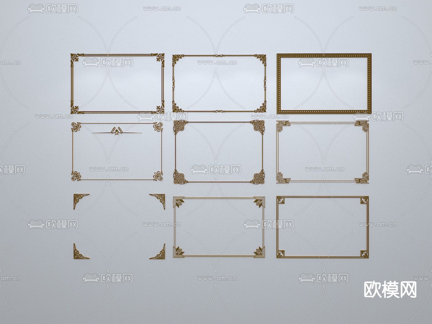 中式线条 窗框 边框 镂花窗 边条3d模型下载
