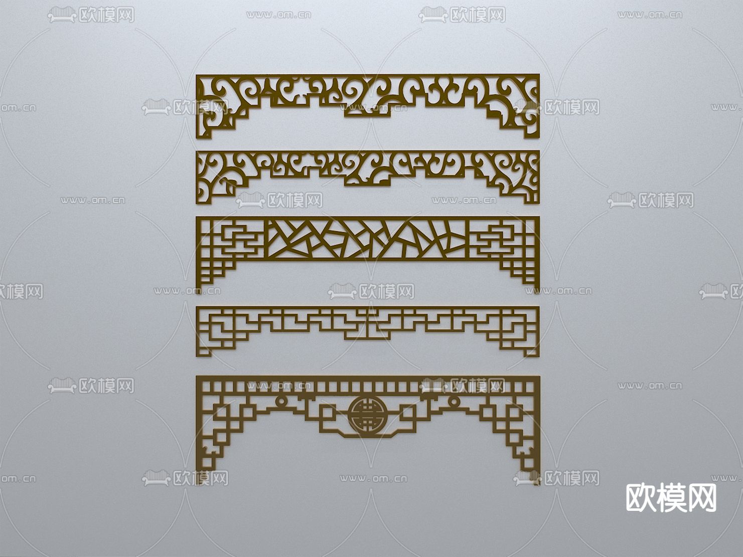 中式线条 角线 装饰线框 边框3d模型下载