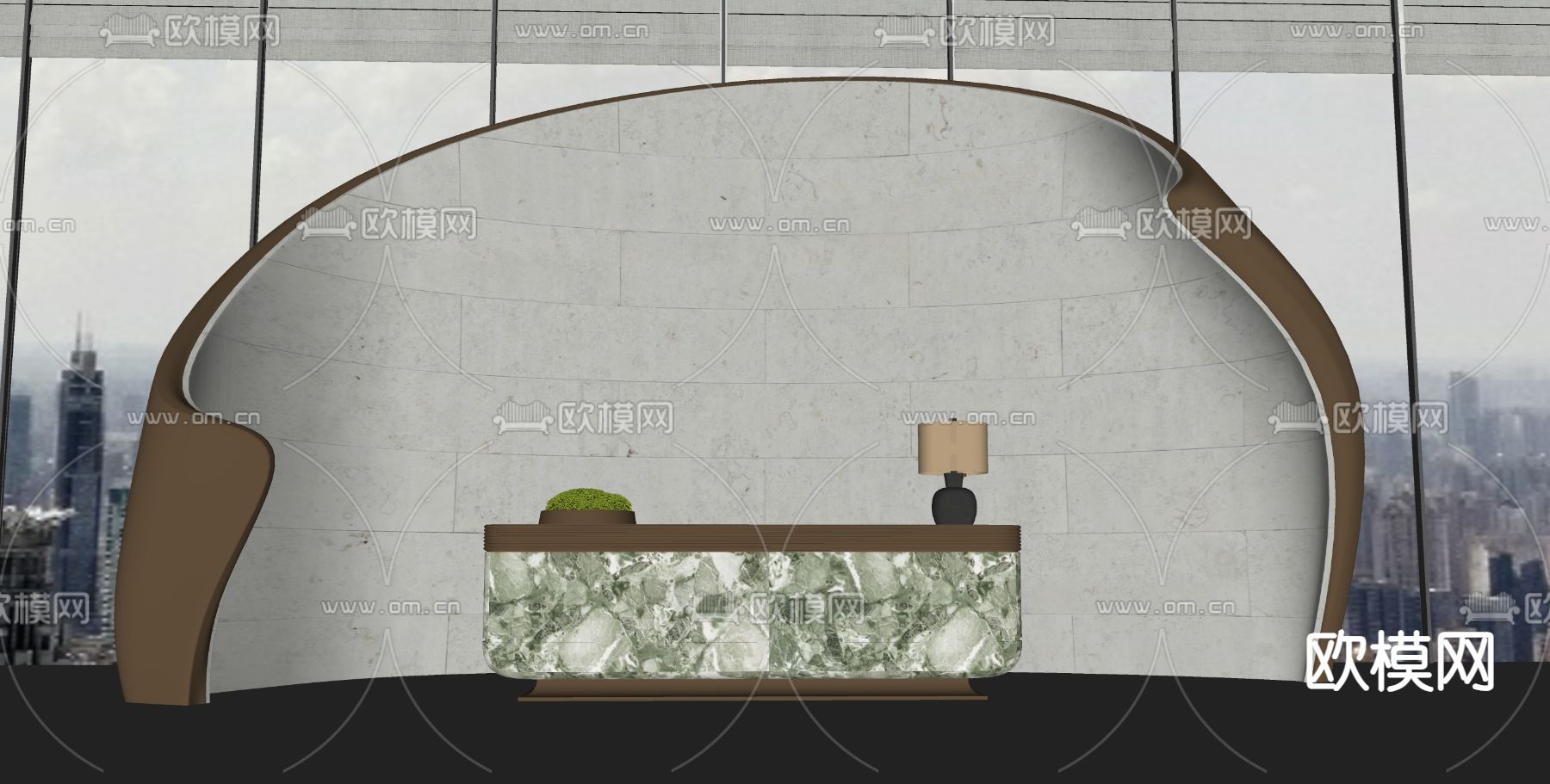 现代前台 接待台 端景台su模型下载（渲染图1）