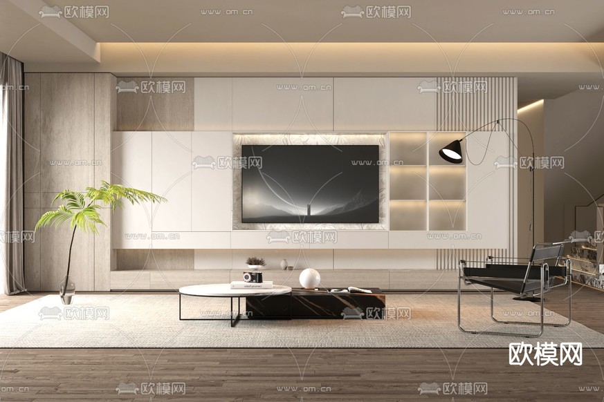 电视背景3d模型下载