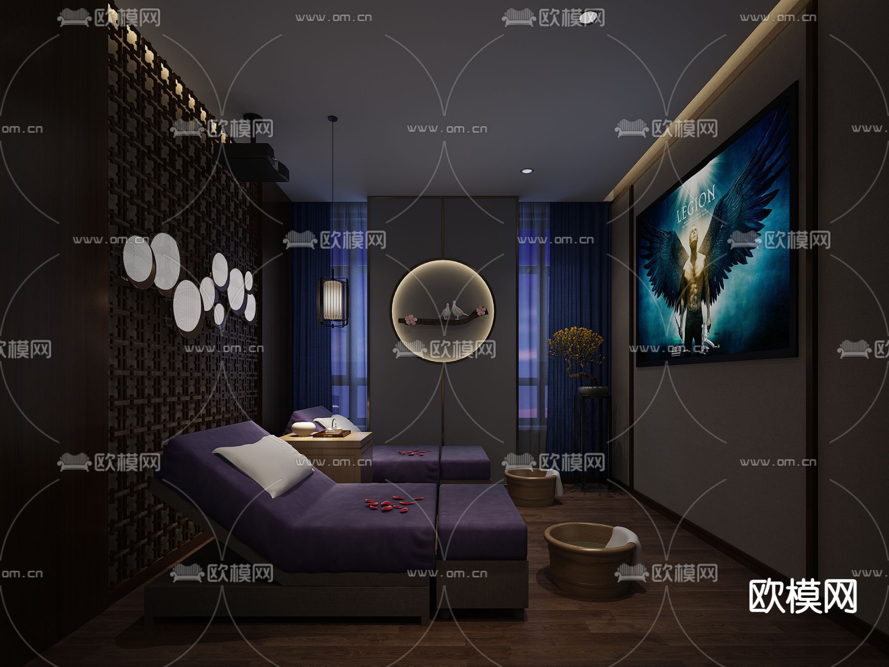 新中式足浴会所3d模型下载