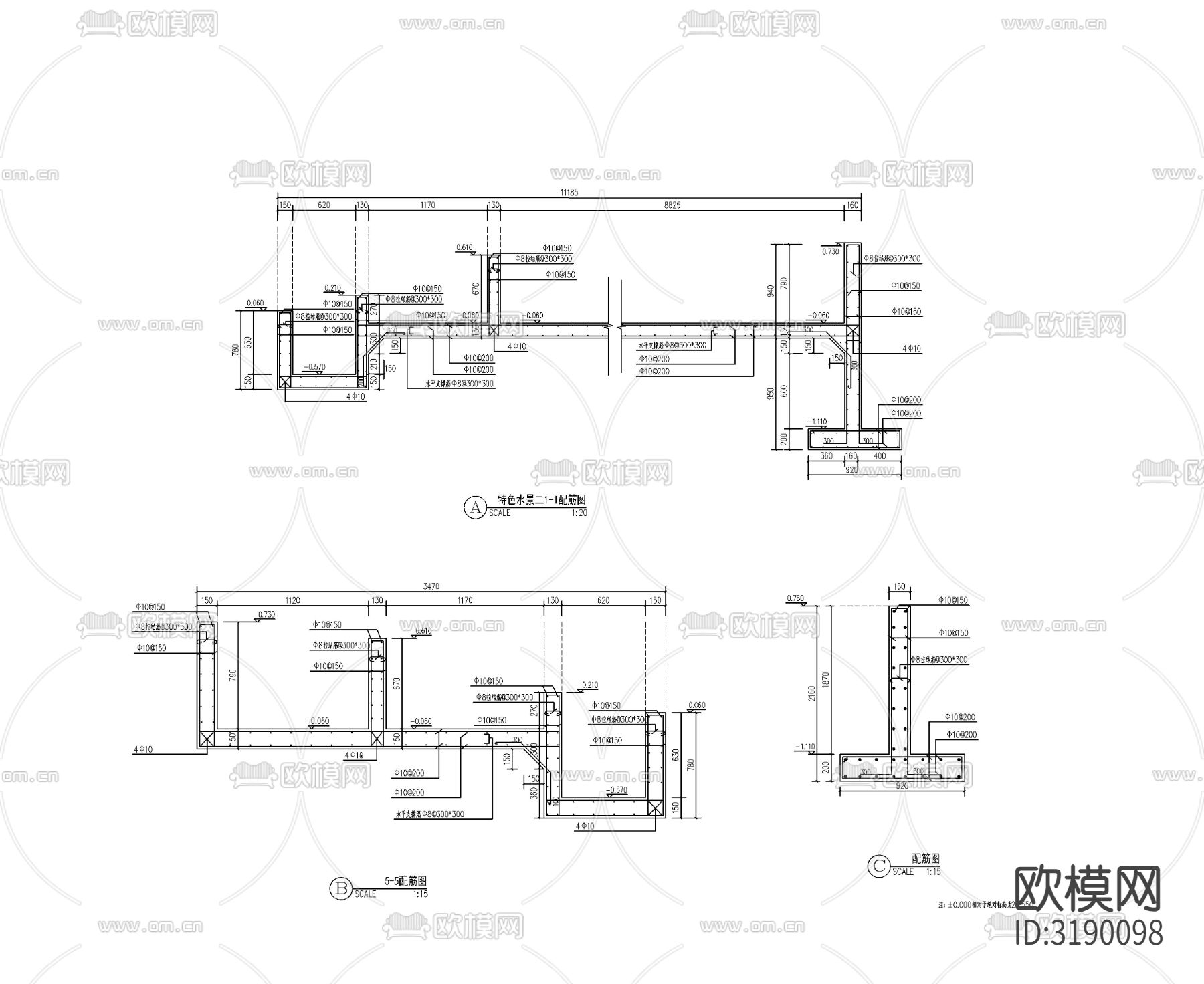 现代镜面水景cad大样图下载（渲染图8）