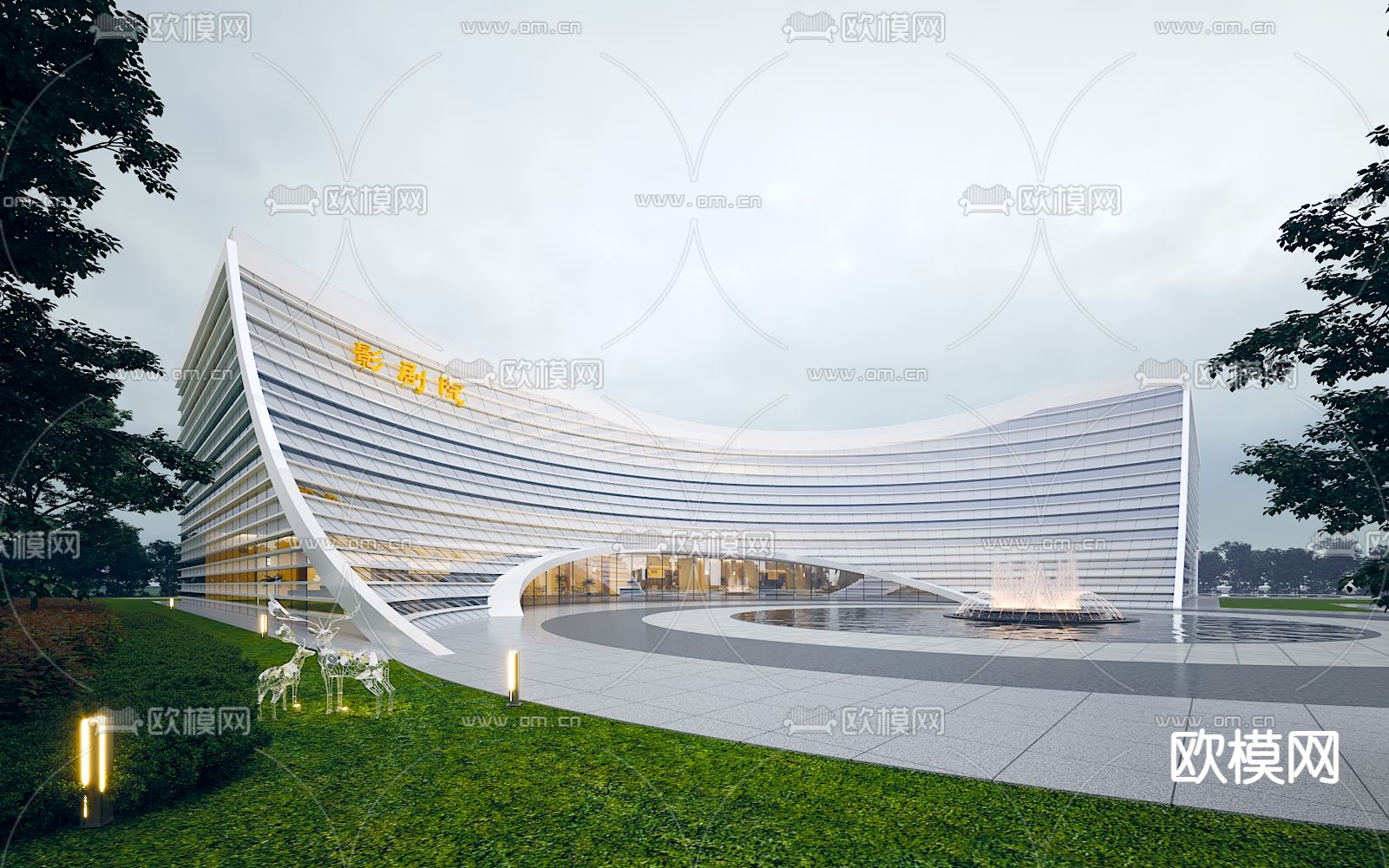 电影院外观3d模型下载（渲染图1）