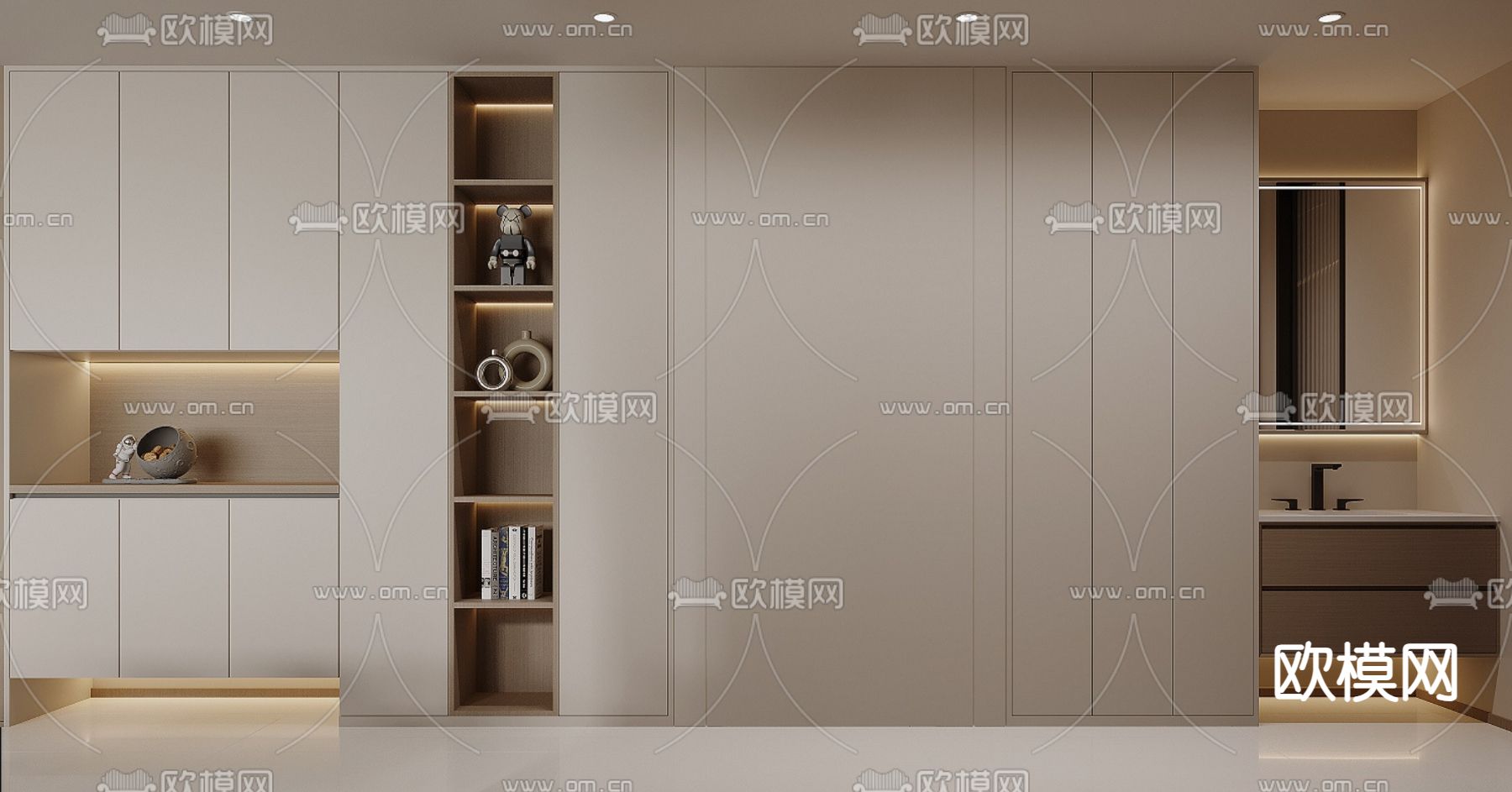 现代客餐厅3d模型下载（渲染图3）