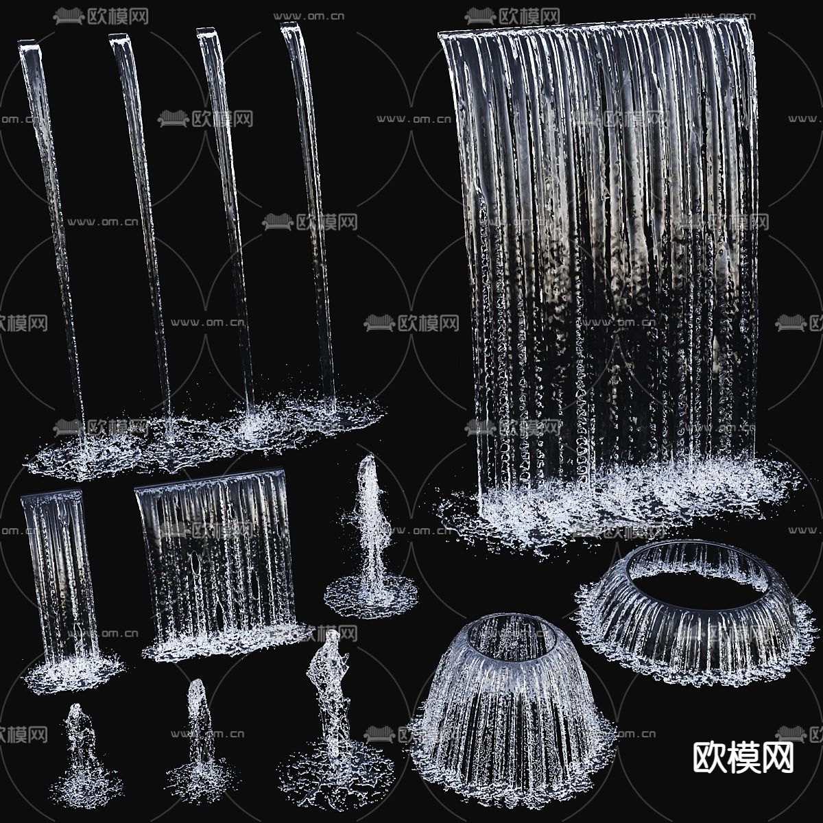 现代喷泉 水流3d模型下载（渲染图2）