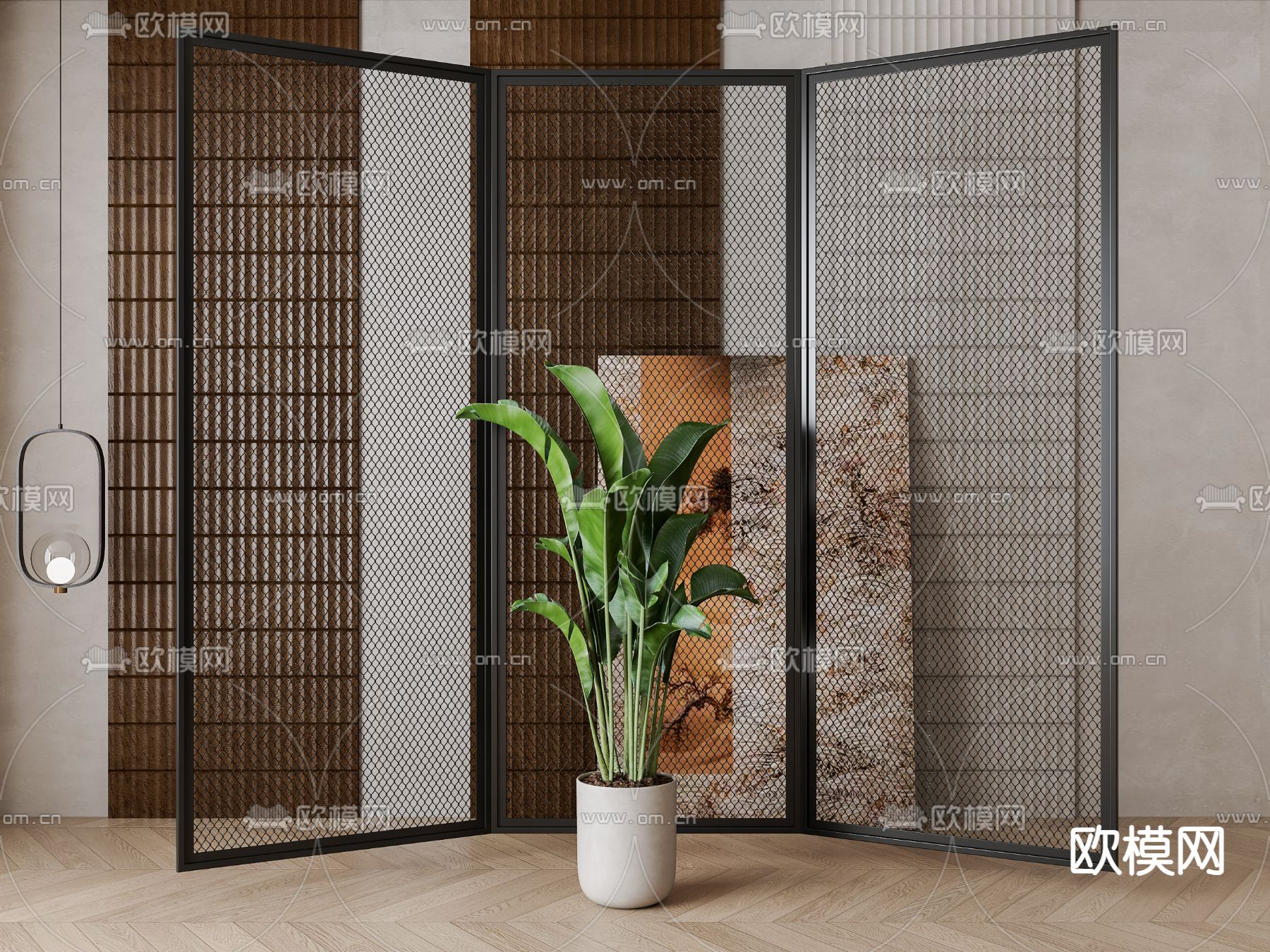 现代金属隔断3d模型下载