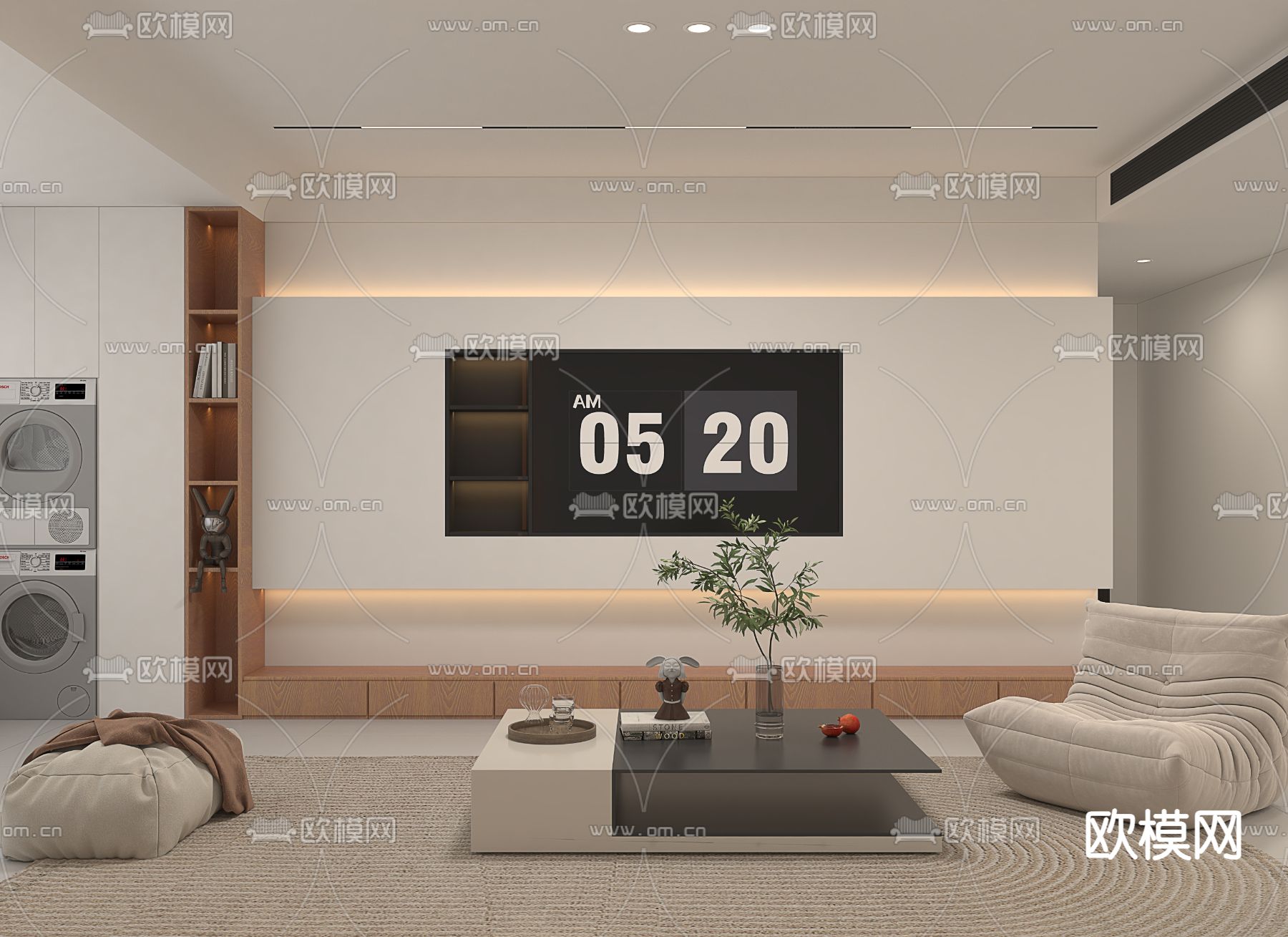 现代客厅免费3d模型下载_ID15183269_3dmax免费模型-欧模网