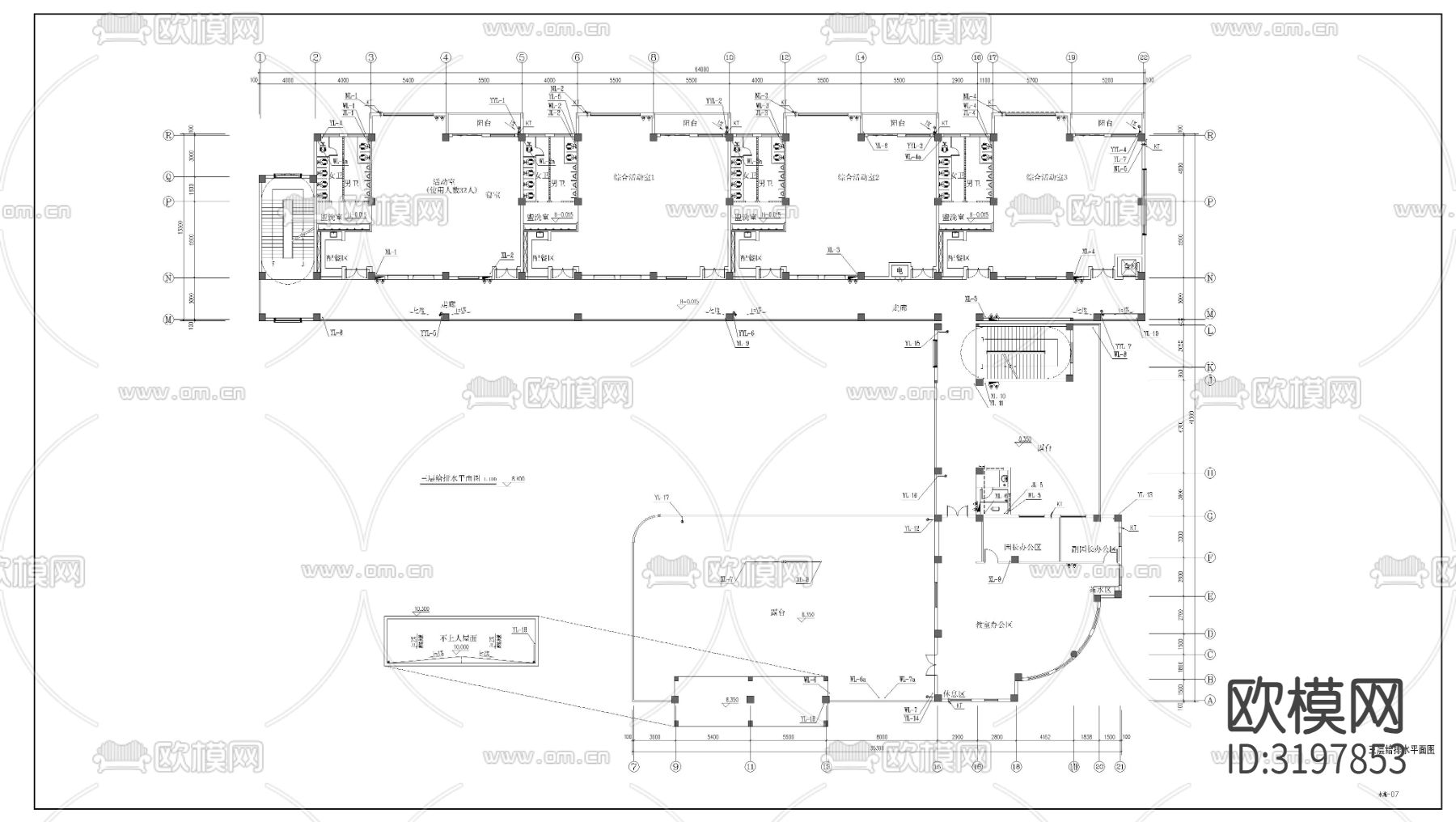 幼儿园给排水cad施工图下载（渲染图9）