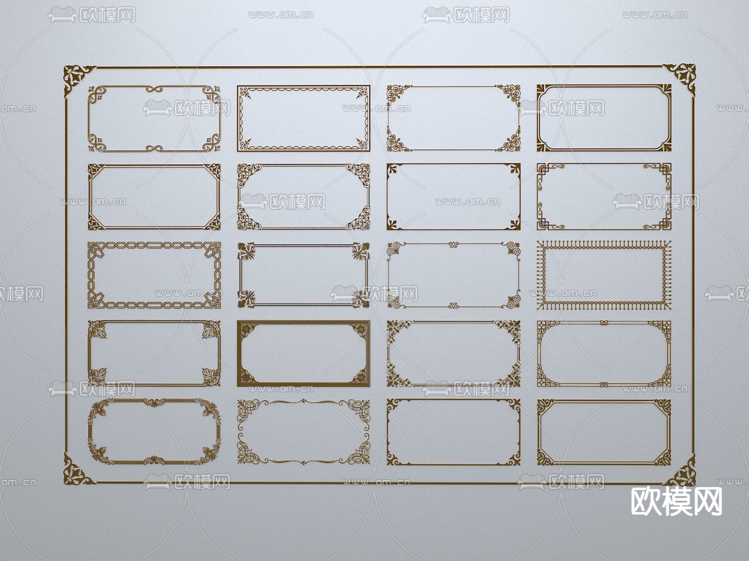 新中式窗花 线条 边框 窗框3d模型下载