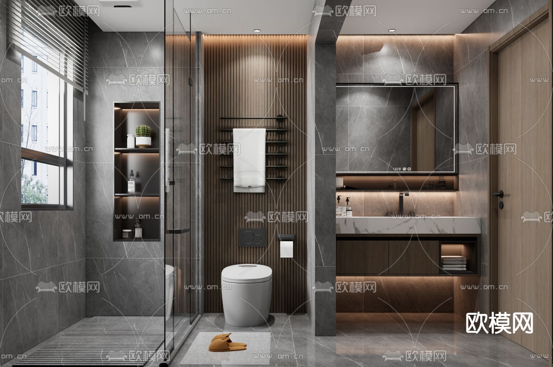 高级灰卫生间 浴室3d模型下载