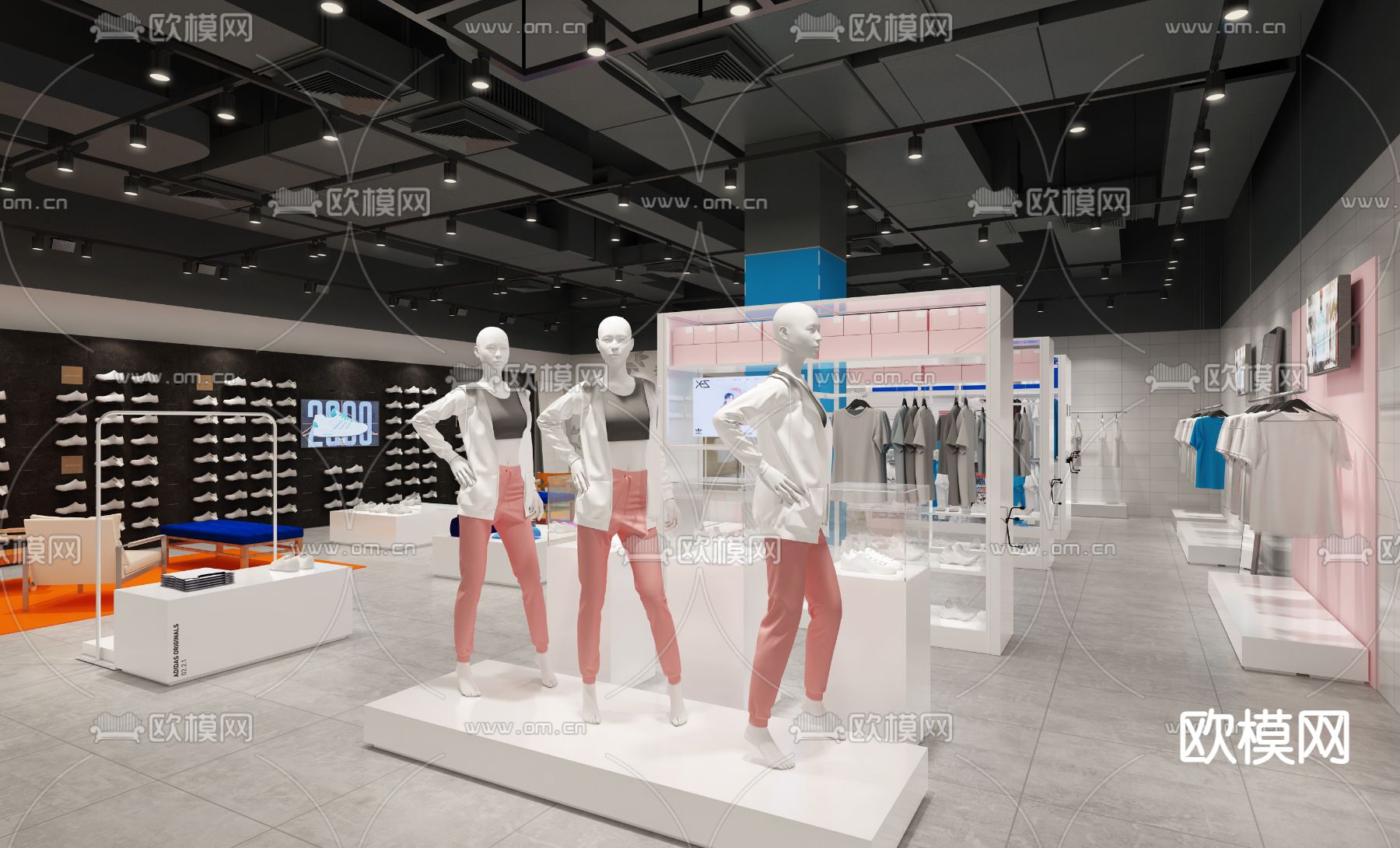 现代鞋店3d模型下载（渲染图1）