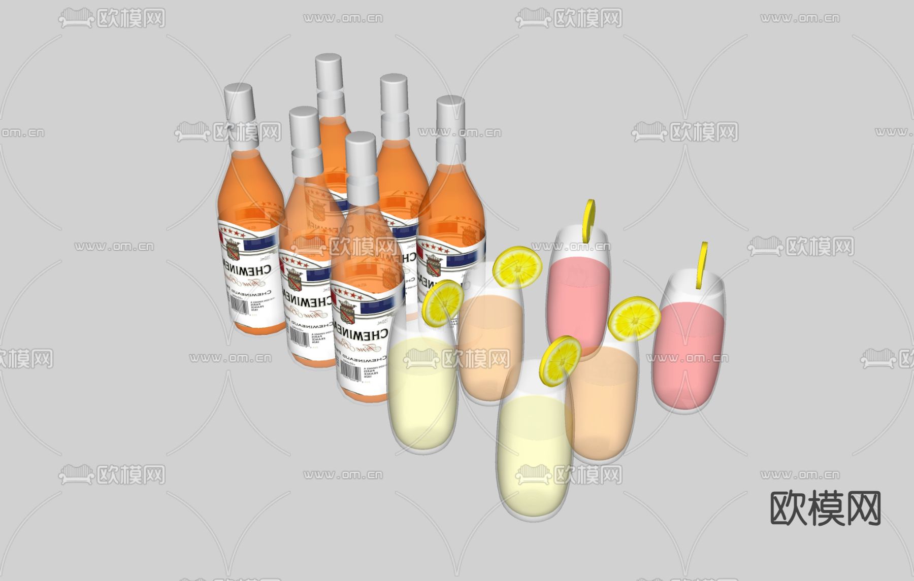 酒具 酒瓶 酒杯su模型下载（渲染图1）