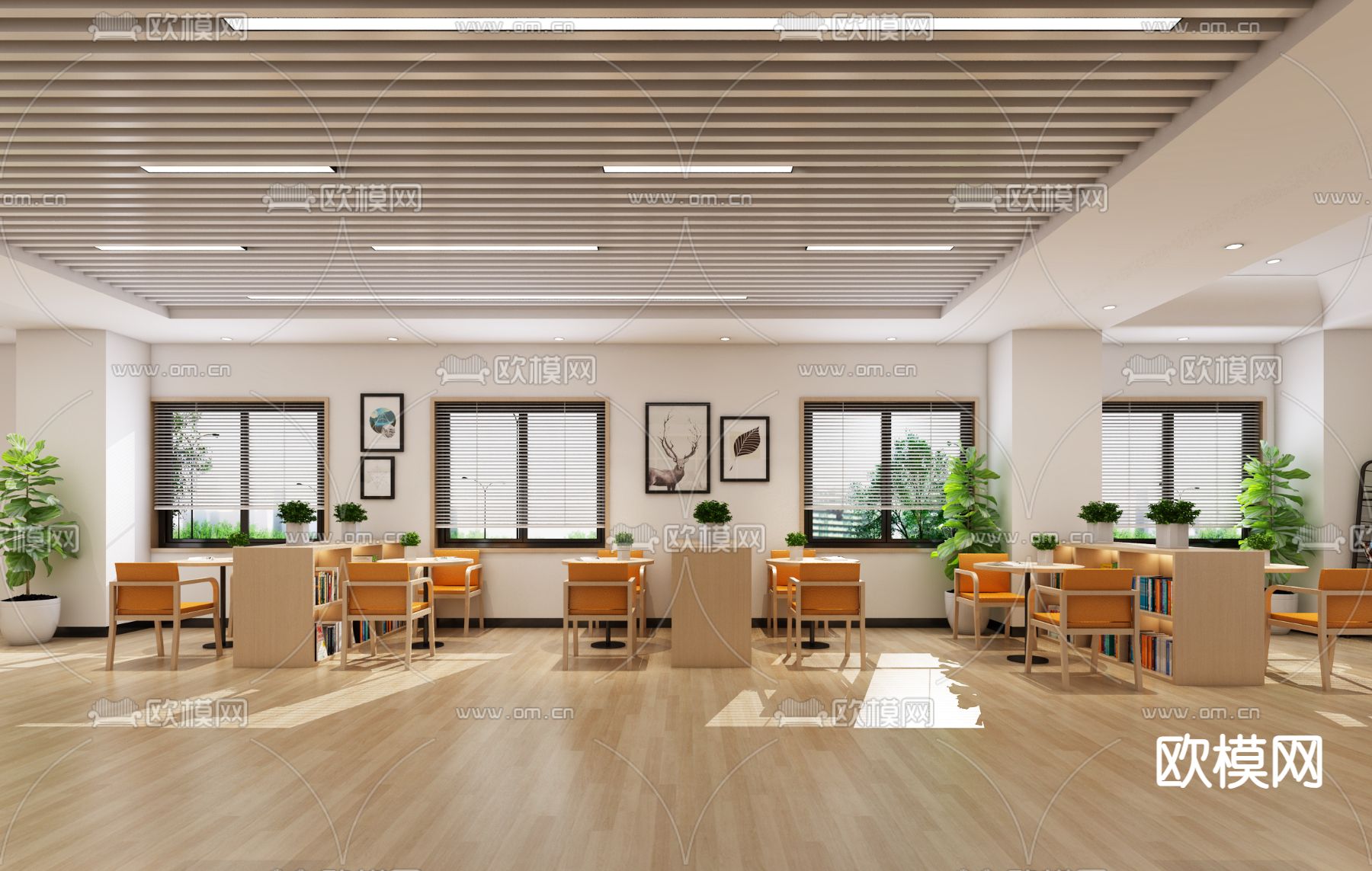 现代图书馆3d模型下载（渲染图4）