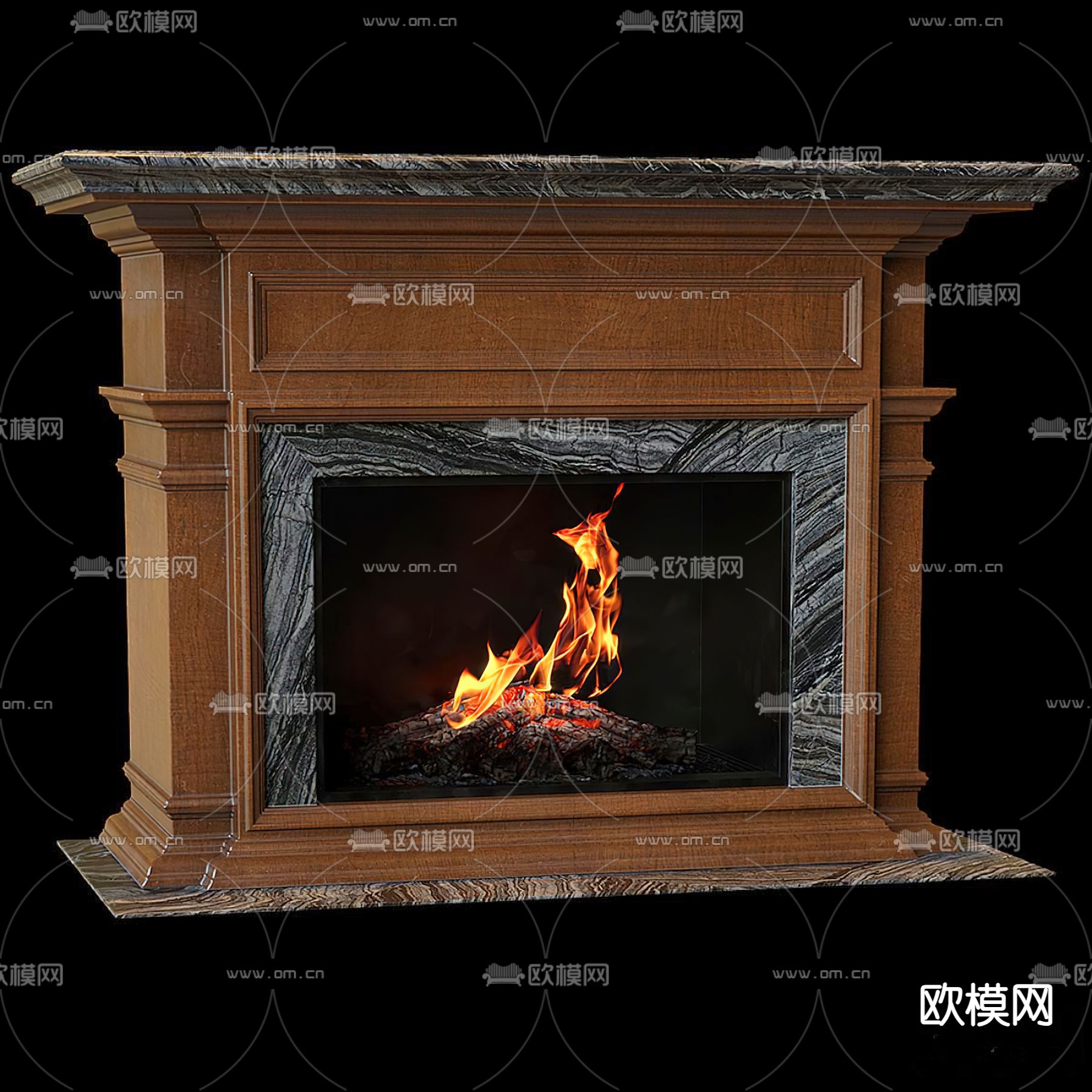 美式壁炉 火焰3d模型下载