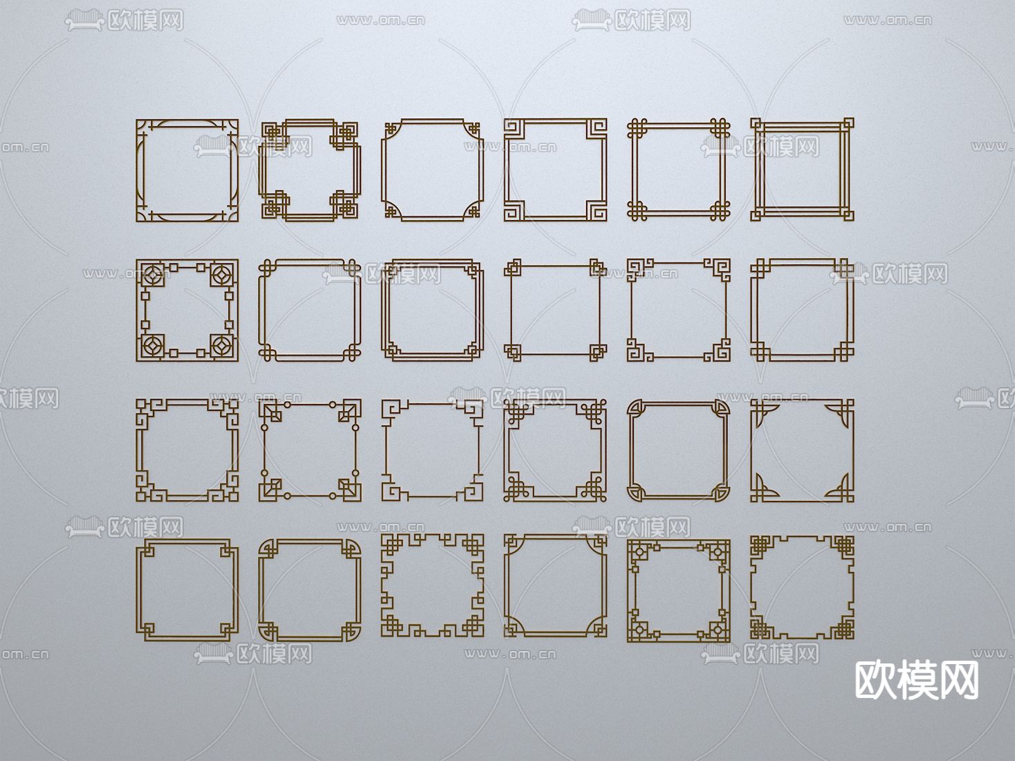 中式 窗框 边框 镂花窗 边条3d模型下载