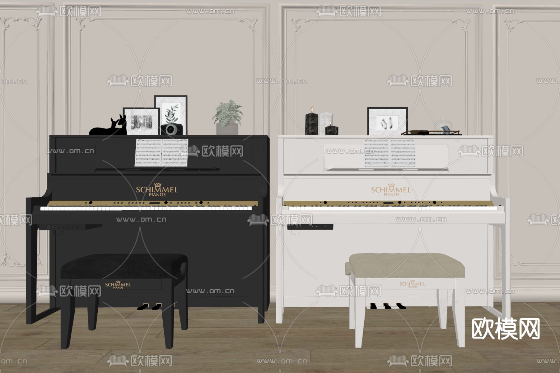 现代钢琴su模型下载（渲染图1）