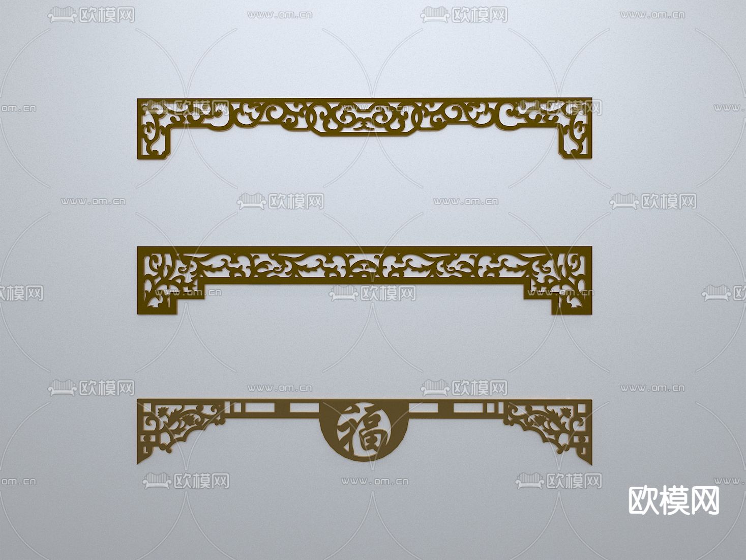 中式线条 角线 装饰线框 边框3d模型下载