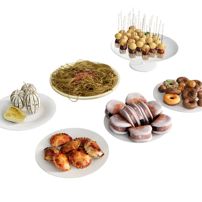  食物 面包圈 串串 炒面 柿饼su模型 