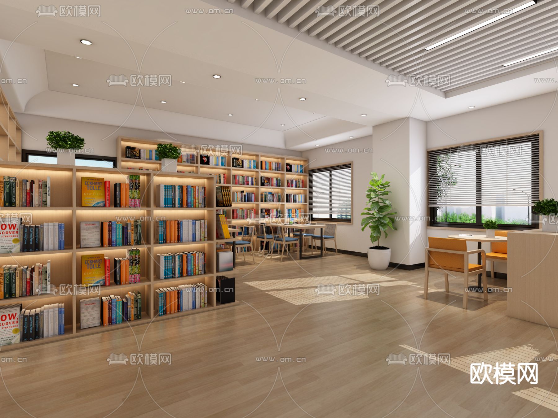 现代图书馆3d模型下载（渲染图2）
