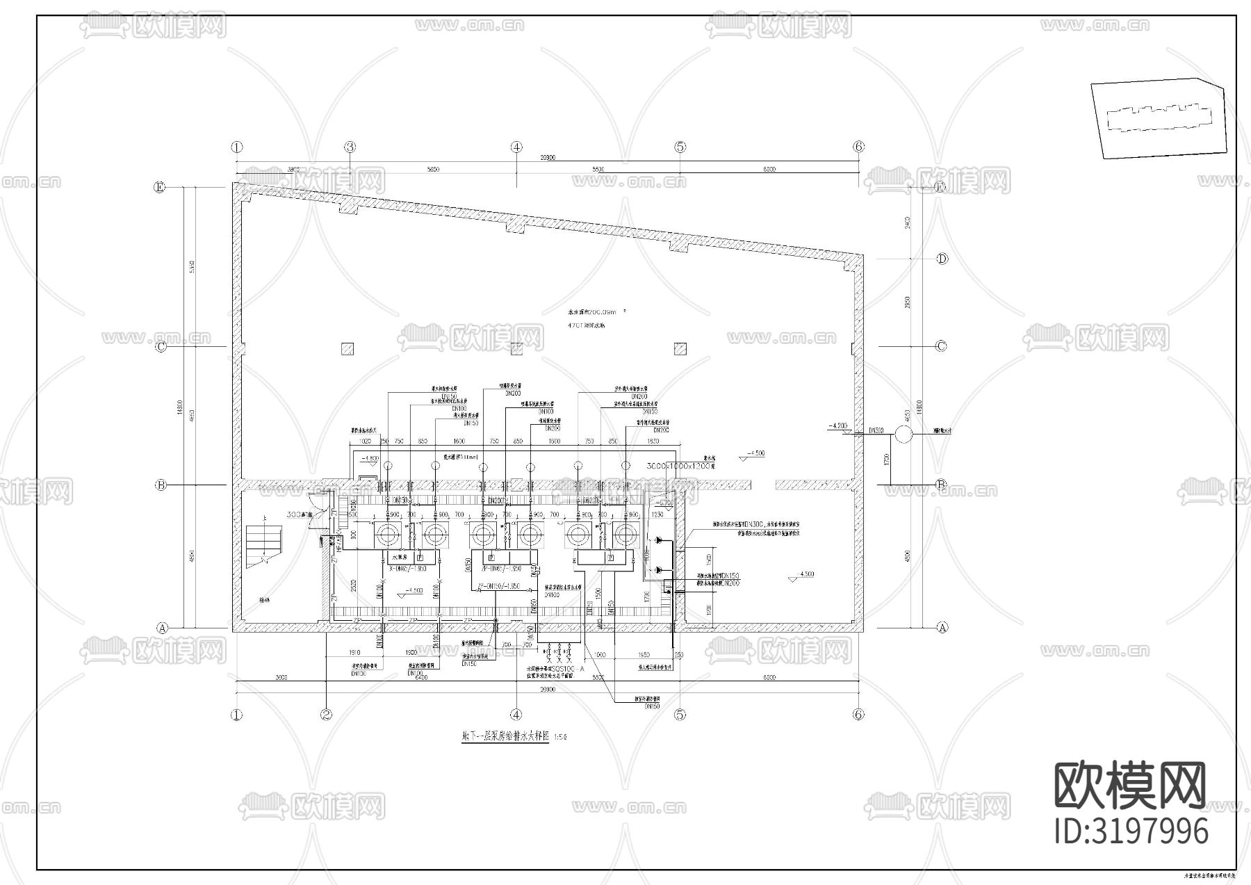 门卫给排水cad施工图下载（渲染图2）