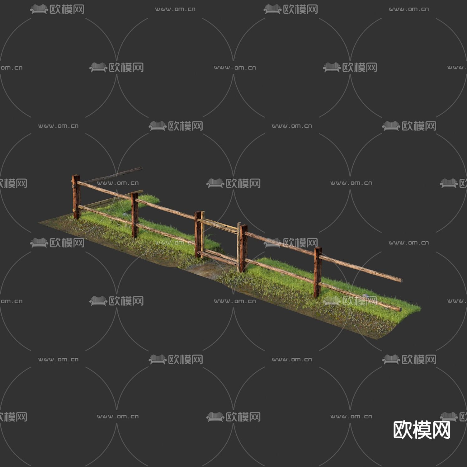 木头栏杆 围栏 围挡 护栏3d模型下载