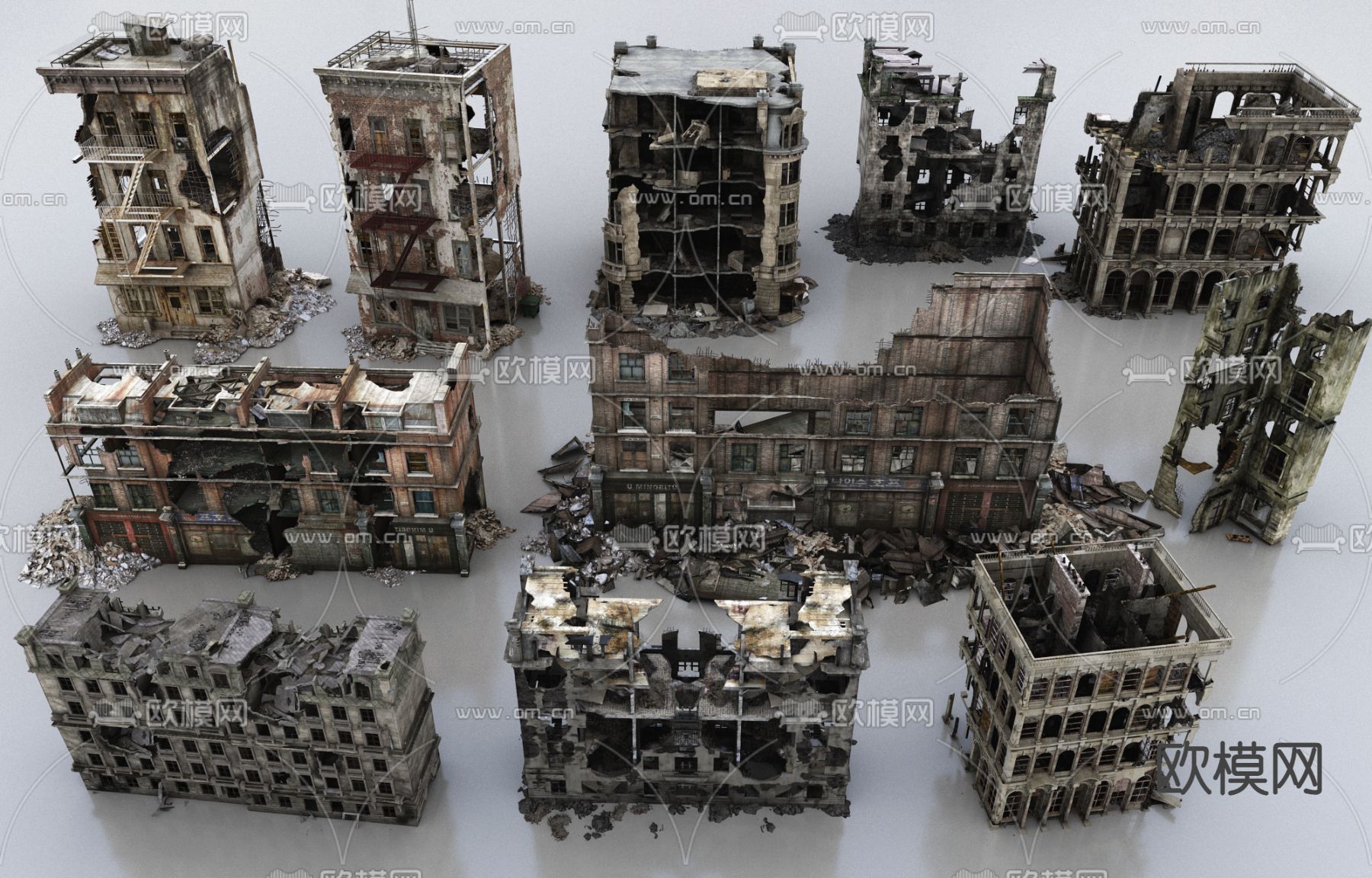 建筑废墟 游戏场景3d模型下载