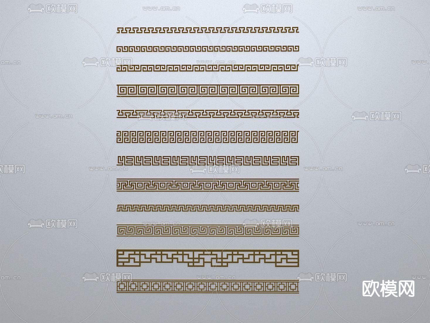 新中式窗花 线条 窗框 边框3d模型下载