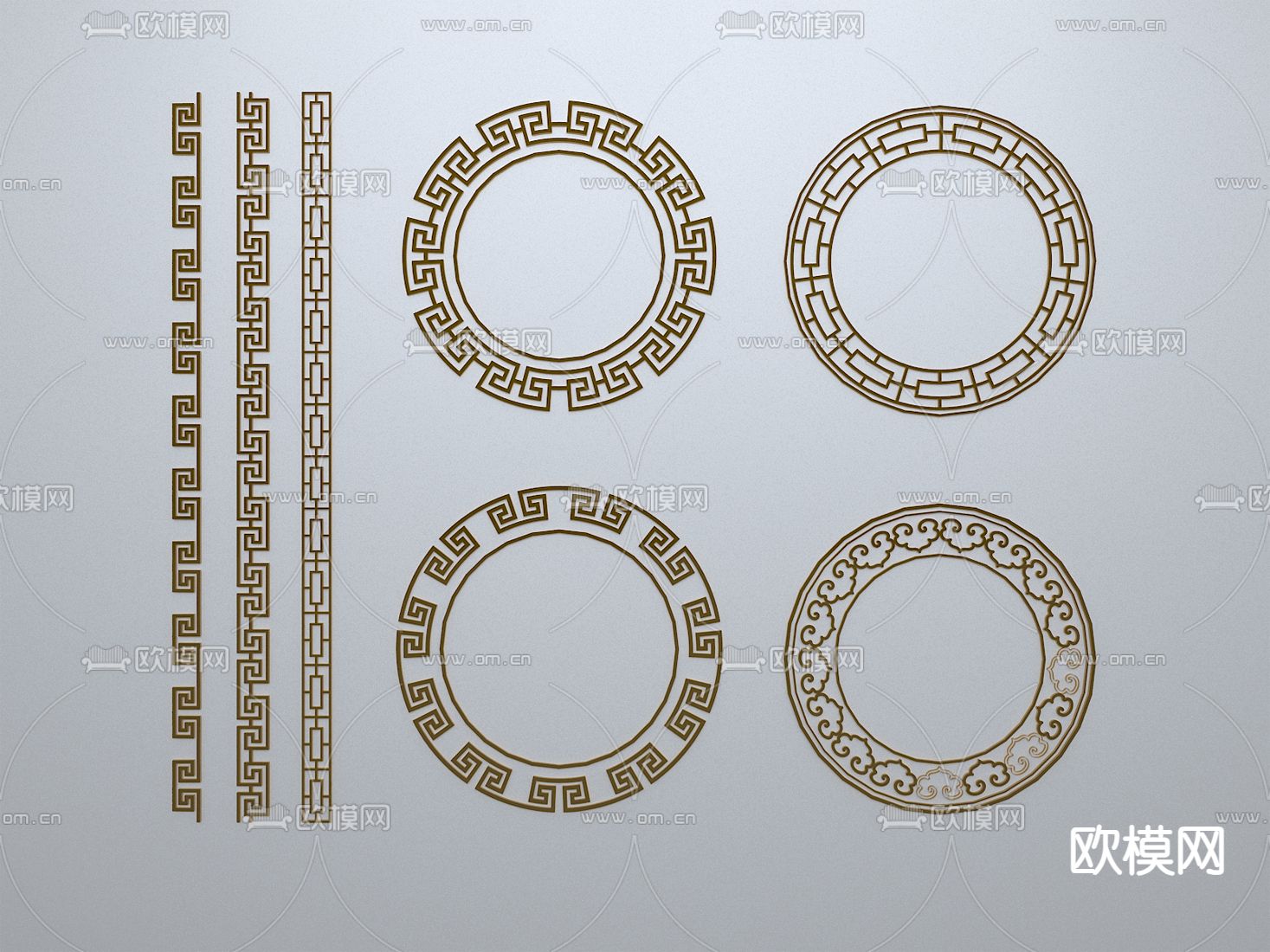 新中式窗花 线条 边框 窗框3d模型下载