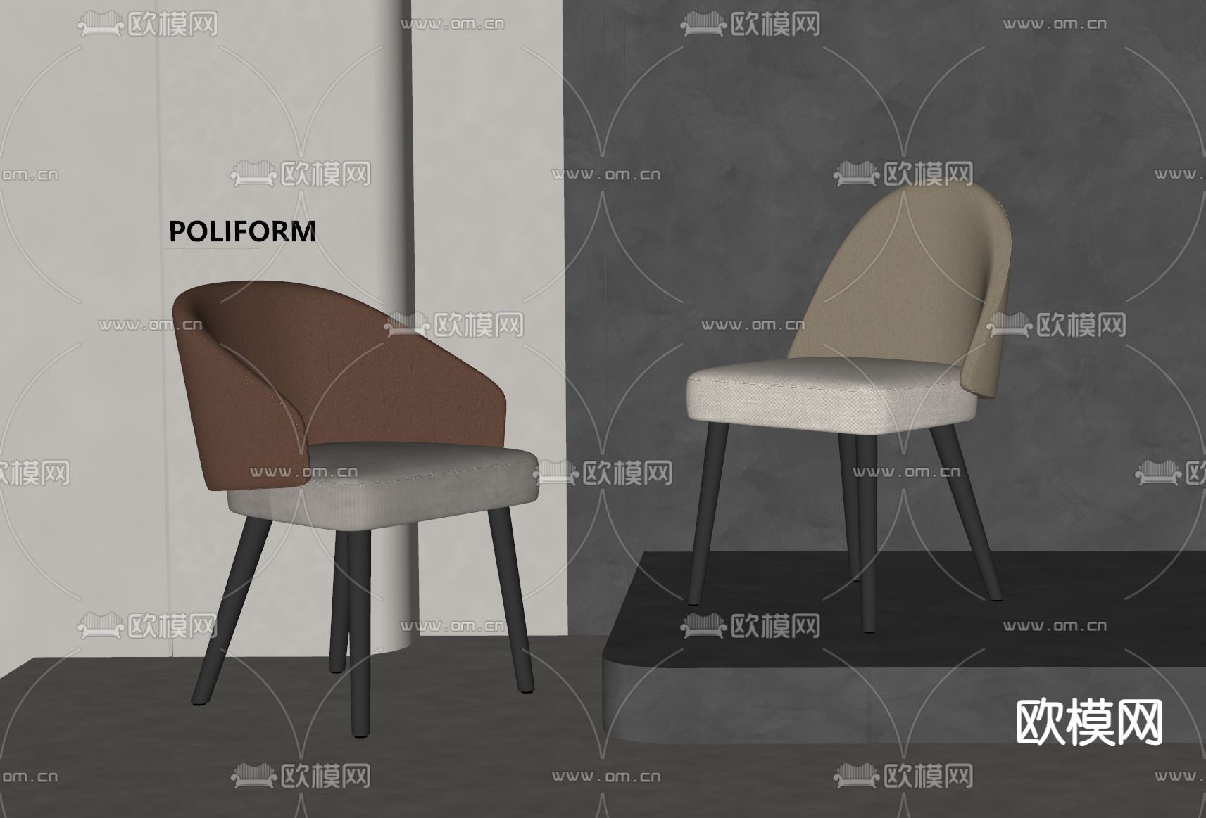 POLIFORM 餐椅 单椅su模型下载（渲染图1）